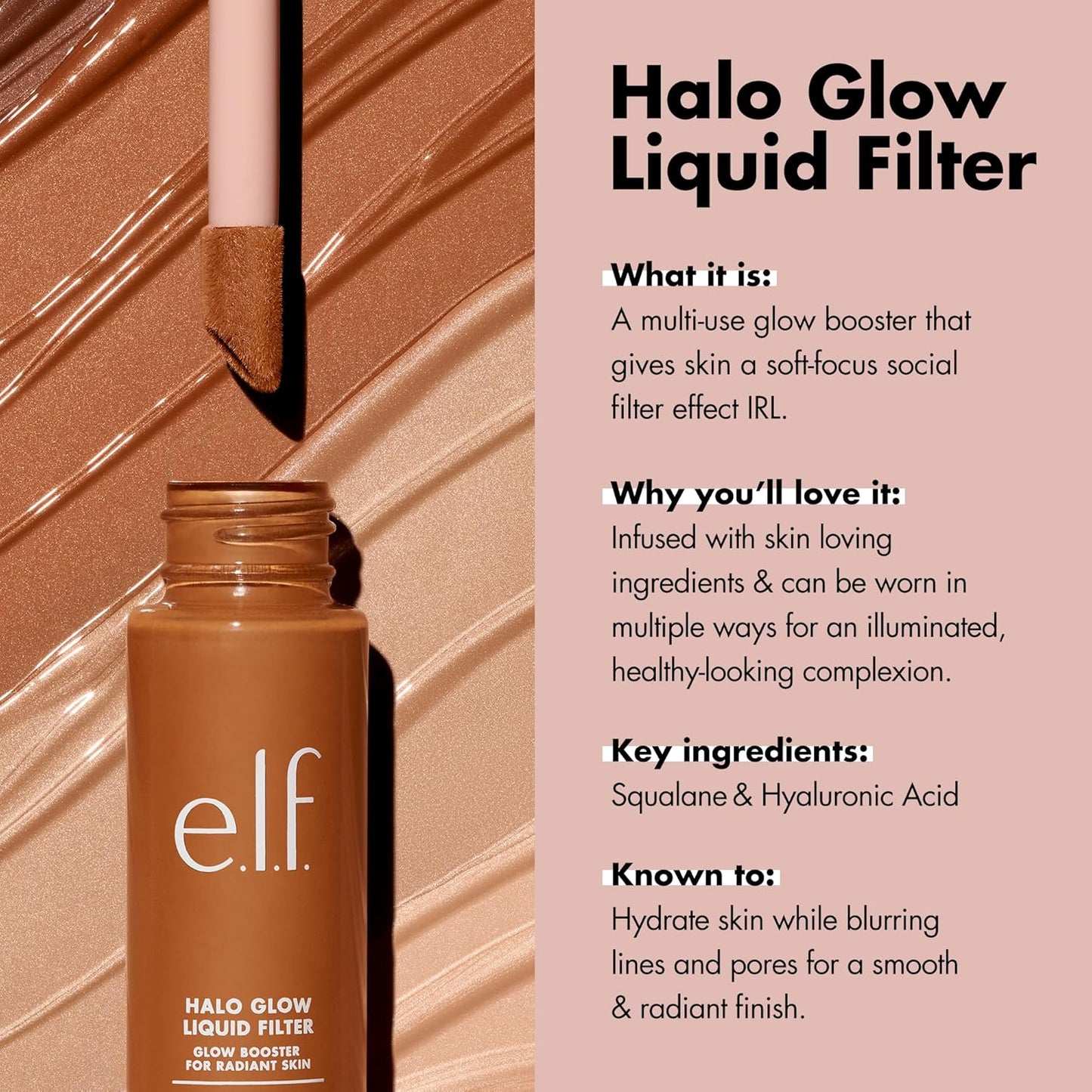 e.l.f. Halo Glow Liquid Filter, Complexion Booster For A Glowing, Soft-Focus Look, Infused With Hyaluronic Acid, Vegan & Cruelty-Free, 00 Fair