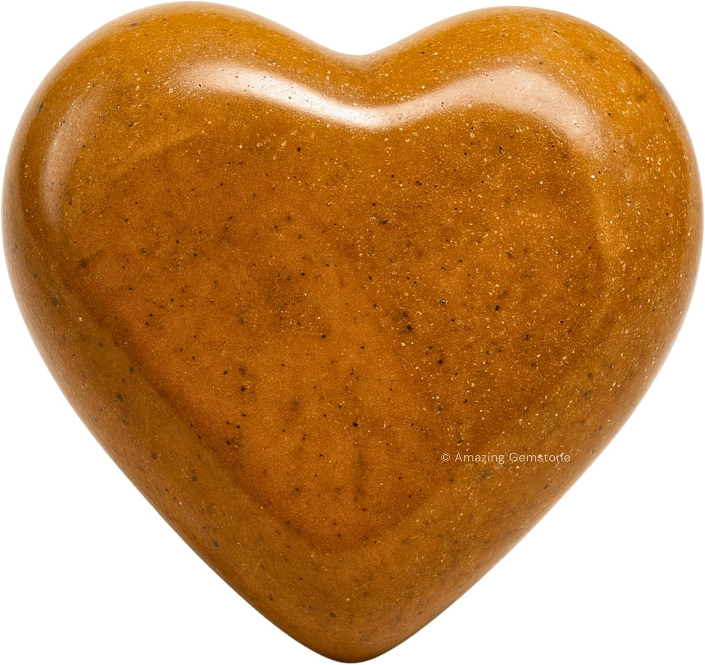Amazing Gemstone Yellow Jasper Crystal Heart Palm Stone - Pocket Massage Worry Stone for Natural Body Chakra Balancing, Reiki Healing and Crystal Grid