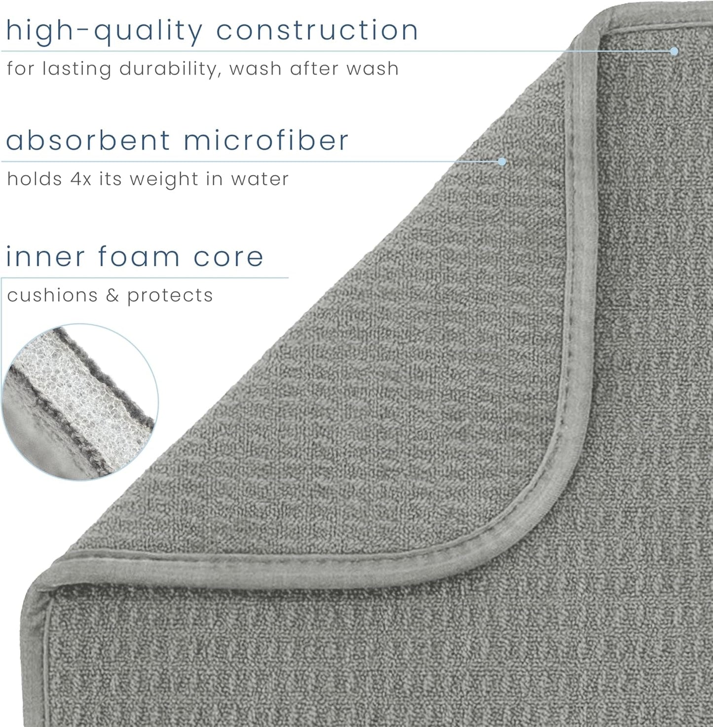 S&T INC. Dish Drying Mat XL, 18” x 24”, Absorbent Microfiber Kitchen Counter Mat, Dish Drying Pad for Dishes, Utensils, Pots and Pans, Extra Large, Grey