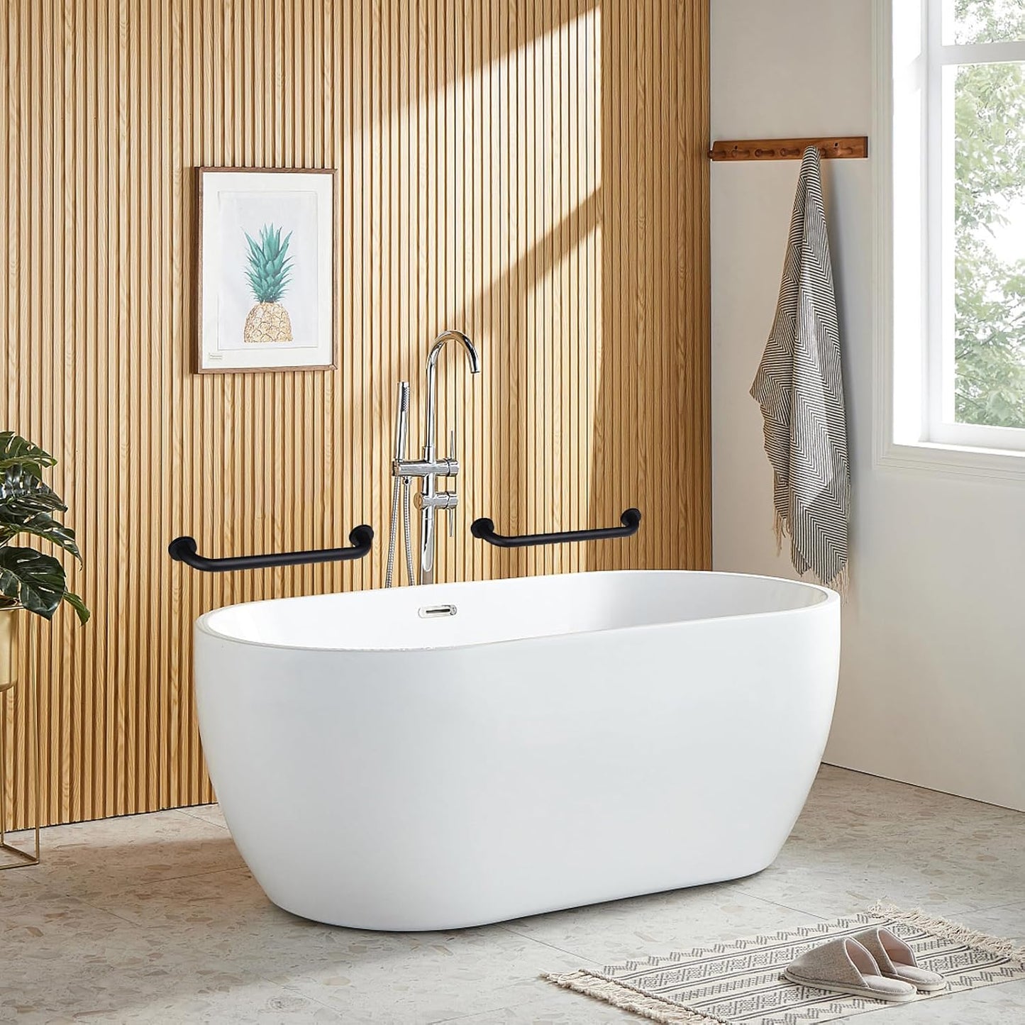 2 Pcs 12 Inch The Black Stainless Steel Handrail Bar Stairway Hand Railing Stairway Hand Bar Steel Outdoor Deck Rail Handle Indoor & Outdoor Matte Black Shower Grab Bar