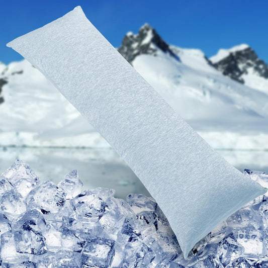 HOMFINE Cooling Pillowcase Body Size - Double Side Q-Max 0.439 Cooling Fiber for Pillow Protector, Breathable Long Cold Pillow Cover for Hot Sleeper Night Sweat, Zipper, 1 Pack (20"x54", Light Blue)