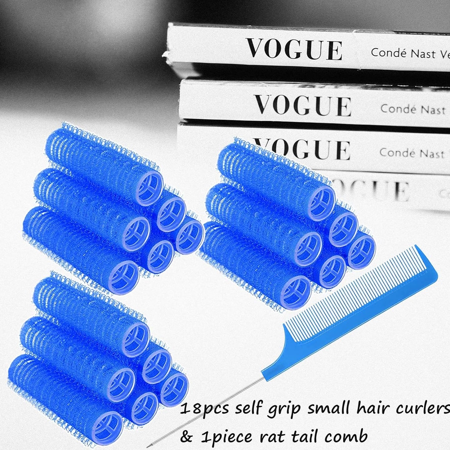 18PCS Self Grip Small Hair Curlers Heatless Roller Hair Curlers Pro Salon Hairdressing Curler DIY Curly Hairstyle Hair Rollers Tools Rat Tail Comb for Women Medium Short Hair(0.8 x 2.4 Inch)