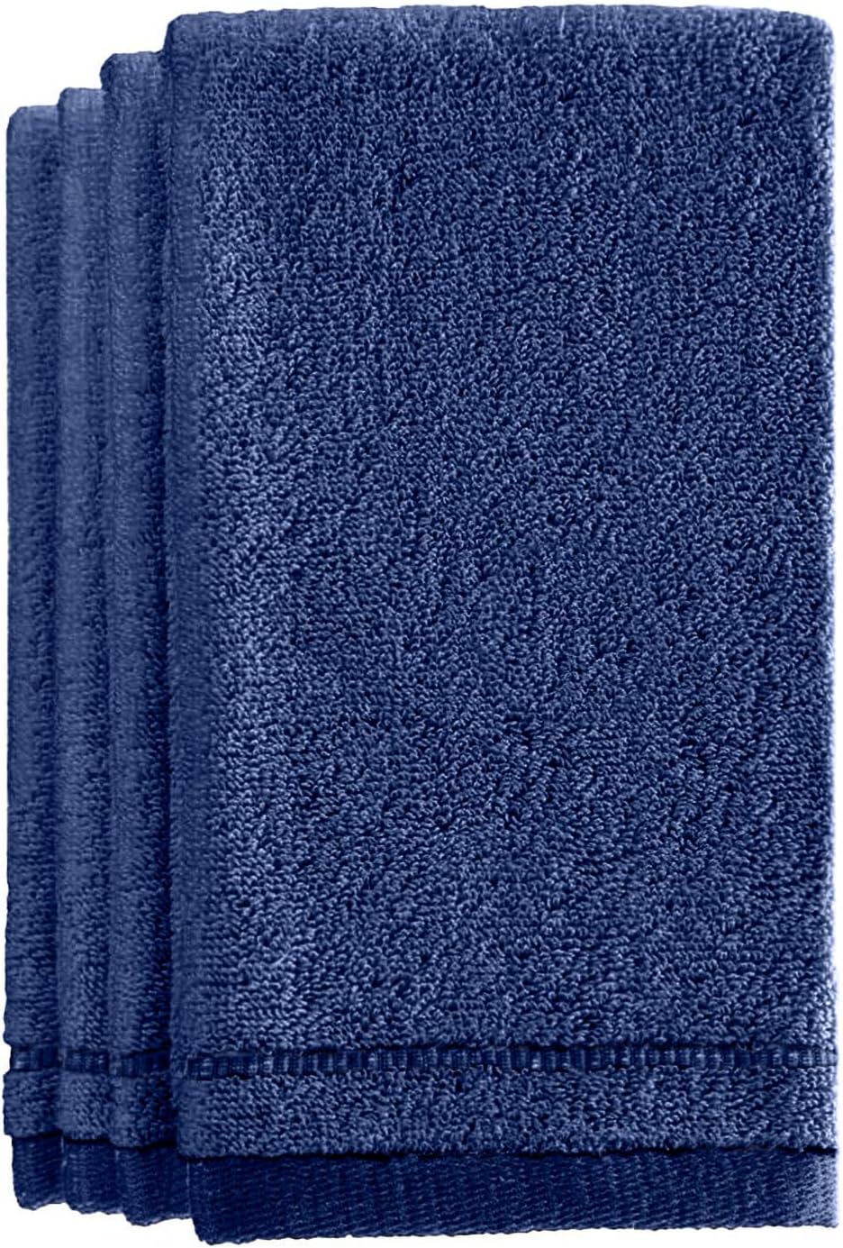 Cotton Fingertip Towels Set Blue - 4 Pack - 11 x 18 Inches Decorative Small Extra-Absorbent and Soft Terry Towel for Bathroom - Powder Room, Guest and Housewarming Gift (Navy Blue)