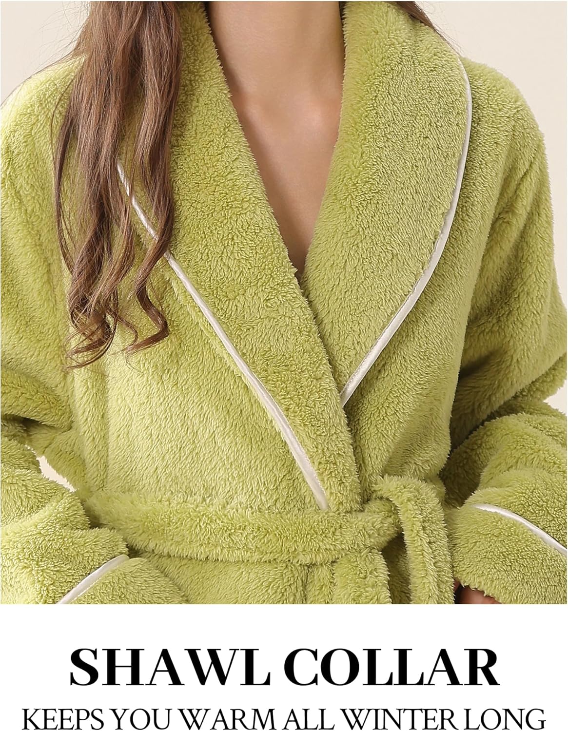 Hellomamma Long Bath Robe for Womens Plush Soft Fleece Bathrobes Nightgown Ladies Pajamas Sleepwear Housecoat