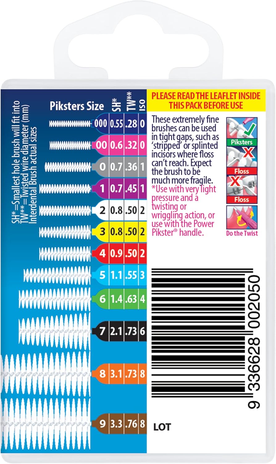 Piksters Interdental Brushes, 40 pk, Size 7, Interdental Tooth Brush for Extra Large Gaps, Gum Soft Bristles for Plaque Removal, Safe for Braces