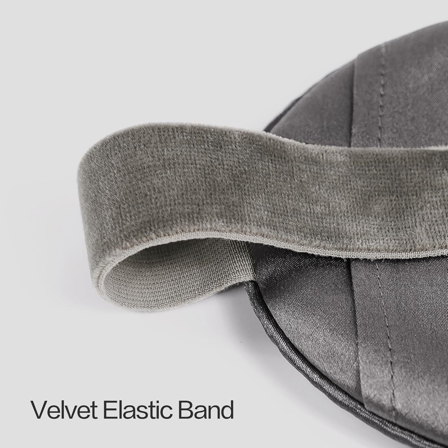 Luxury Silk Sleep Mask with 22mm Mulberry Silk, Velvet Elastic Band, Heat Therapy Pocket, and Travel Pouch, Grey Color
