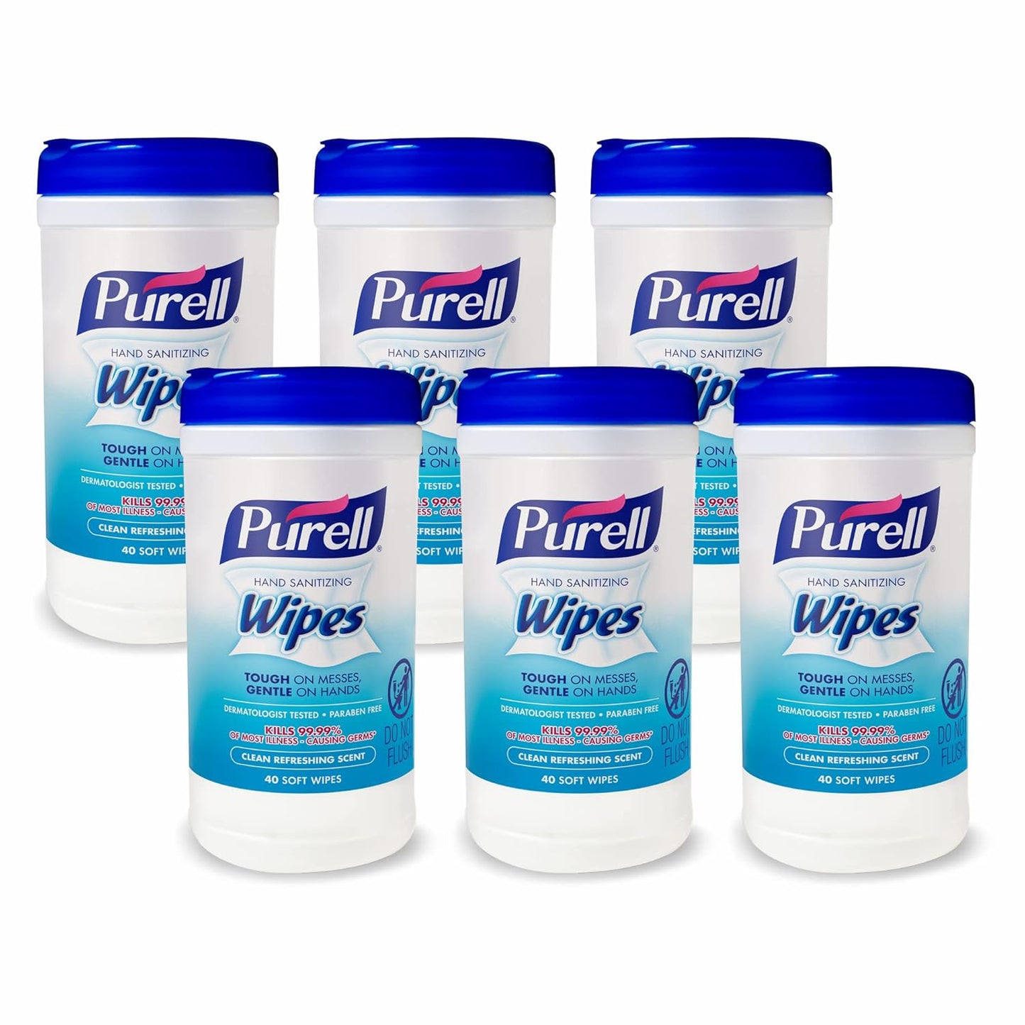 Purell Hand Sanitizing Wipes, Clean Refreshing Scent, 40 Count Hand Wipes Canister (Pack of 6) - 9120-06-CMR