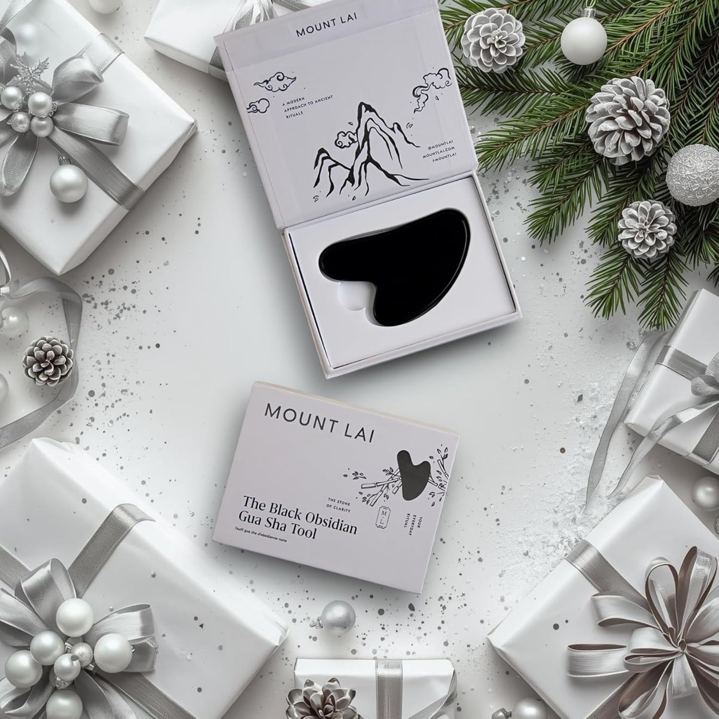 Mount Lai Obsidian Gua Sha Facial Tool – The Stone of Transformation – 100% Genuine Black Obsidian Stone Face Sculpting Tool for Lymphatic Drainage, Puffiness Reduction & Jaw Tension Relief