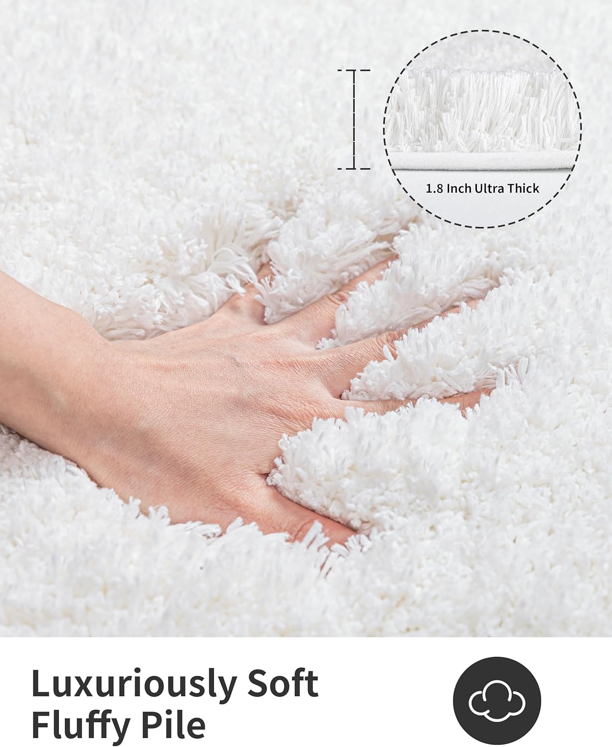 ILANGO White Bathroom Rugs 60" × 24" Non Slip & Super Absorbent Extra Thick Soft, Washable Bath Carpet Runner for Floor, Microfiber Plush Shaggy Bath Mats with Rubber for Bedroom Bathtub Shower Room