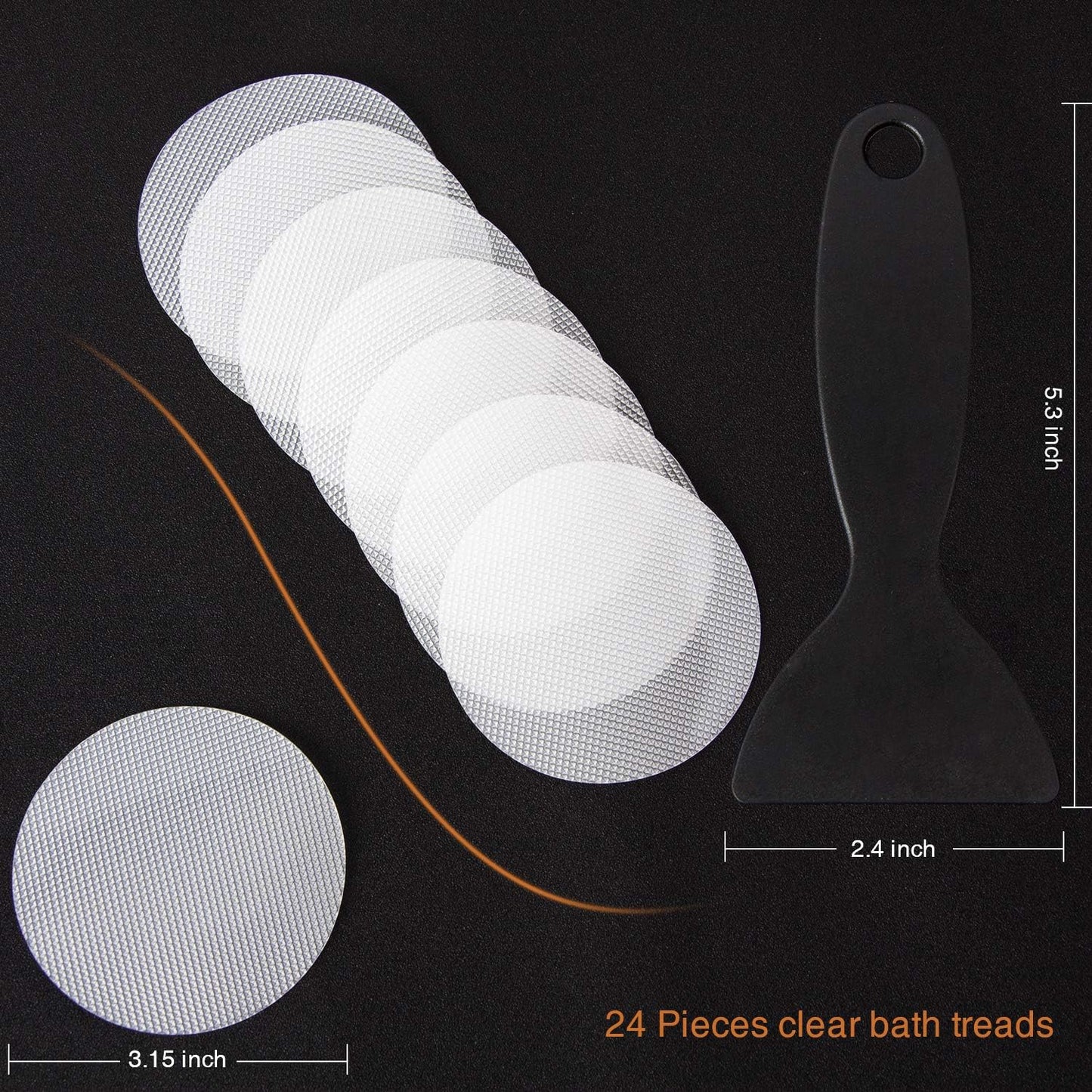 24 PCS Original Non-Slip Bathtub Stickers, Safety Bathroom Tubs Showers Treads Adhesive Decals Scraper