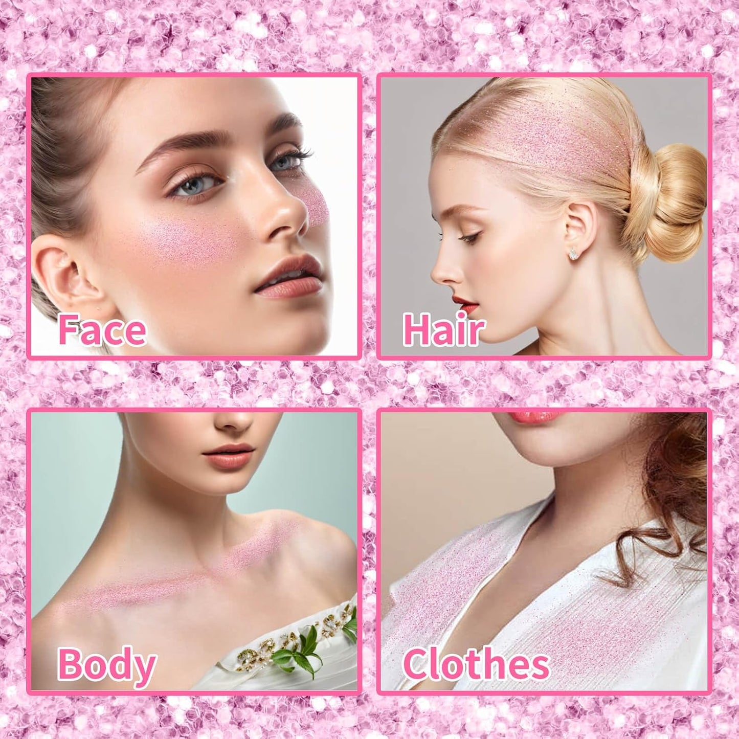 MEICOLY Pink Hair and Body Glitter Spray,25g/0.88OZ,Shinny Sparkle Glitter Spray for Clothes,Loose Shimmer Hairspray for Festival Rave Makeup/Stage Performance,Lightweight