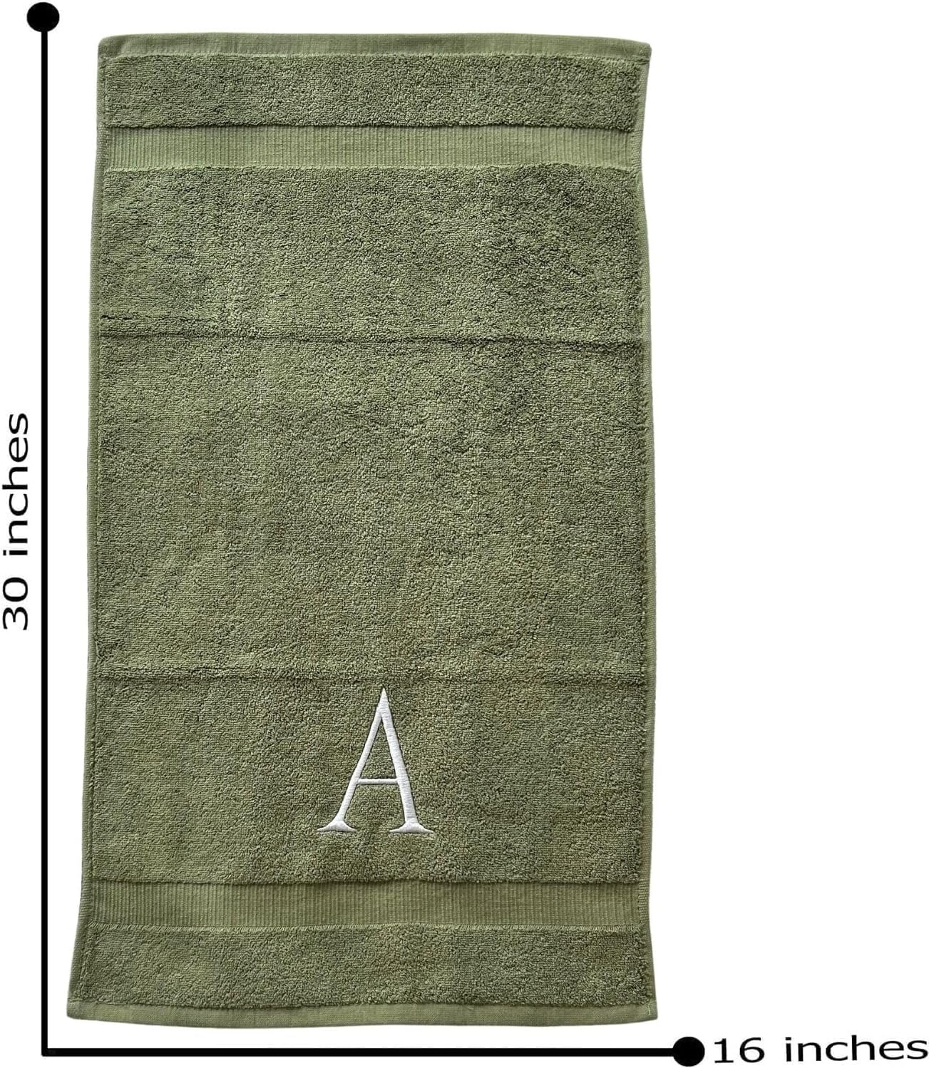 Sage Initial Hand Towel for Bathroom - Monogrammed Luxury Hotel Quality Decorative Embroidered Towel for Powder Room, Spa - GOTS Organic Certified - Set of 2 Letter T