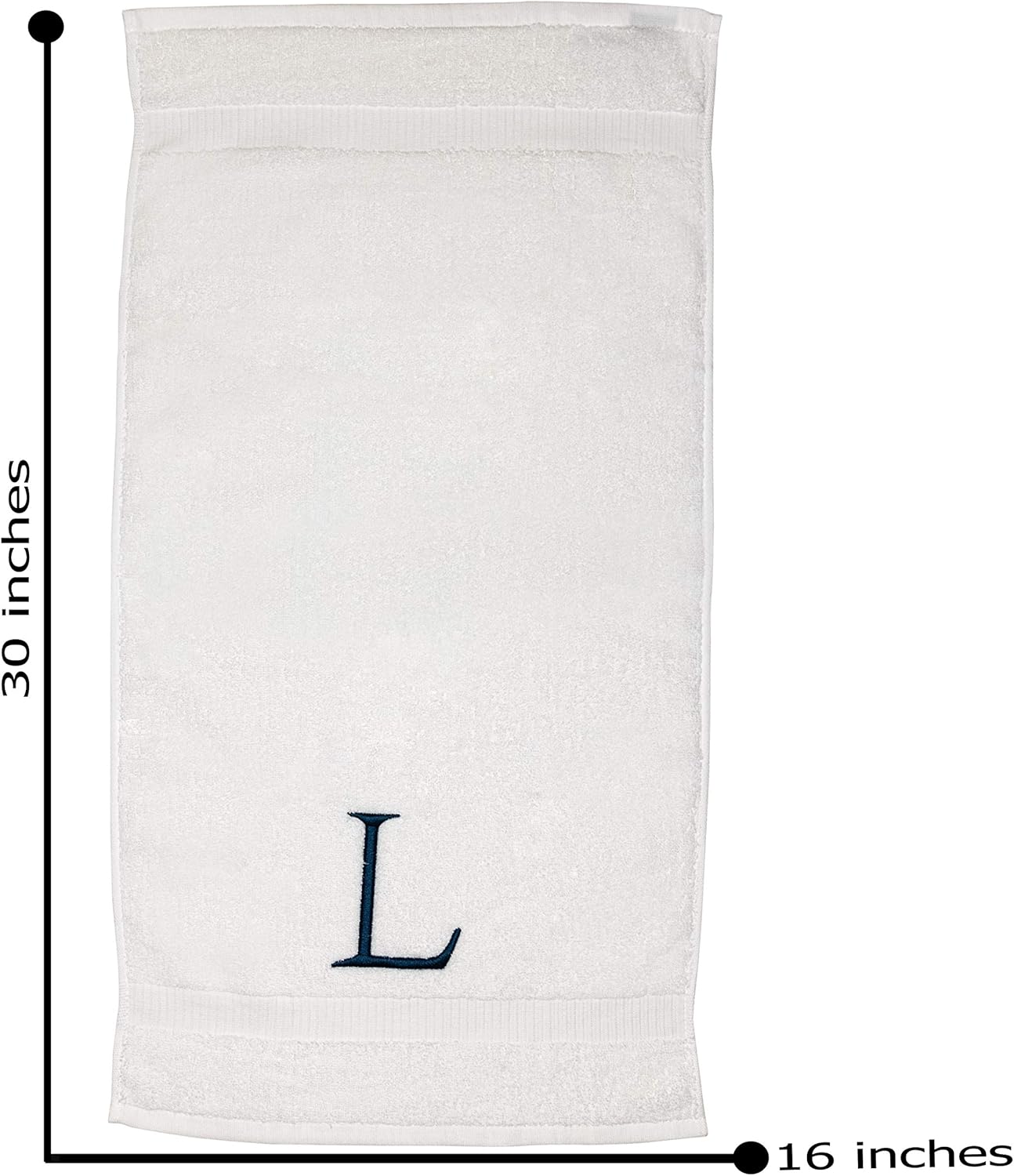 Monogrammed Hand Towels for Bathroom - Luxury Hotel Quality Personalized Initial Decorative Embroidered Bath Towel for Powder Room, Spa - GOTS Organic Certified - Set of 2 Navy Letter L