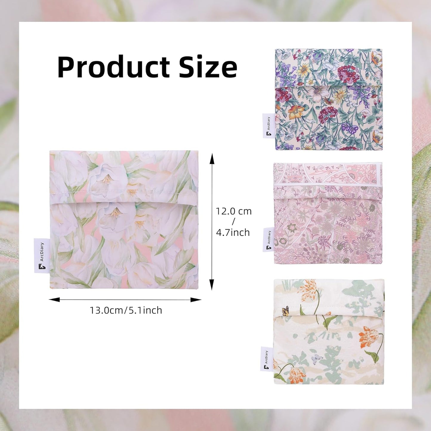 Period Bag for Teen Aged Girls, Portable Sanitary Pad Storage Bag for Teen Pads/Sanitary Napkins/Small Tampons, Feminine Menstrual Cup Pouch (French Tulips)