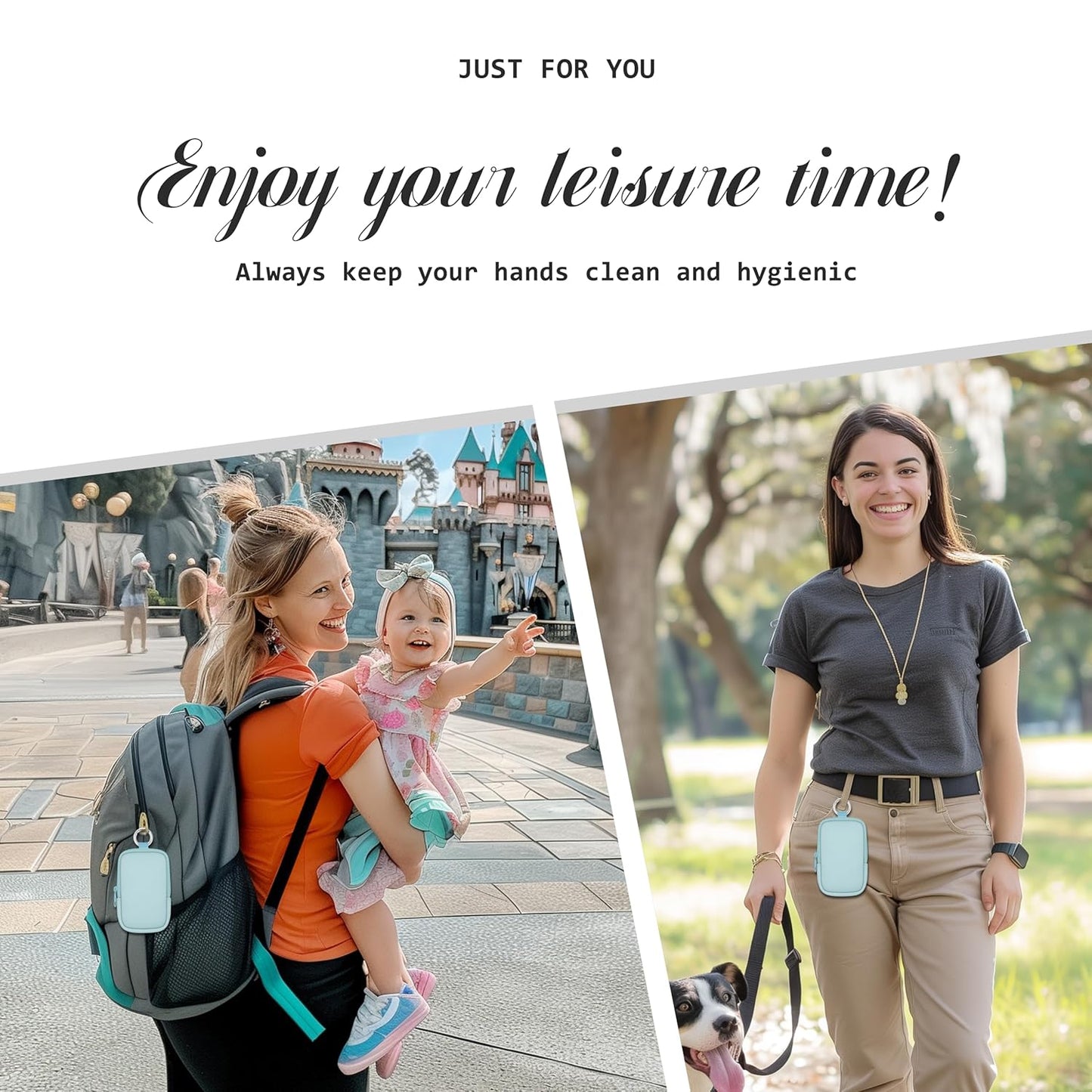 Hand Sanitizer Spray Case, Hand Sanitizer Holder Zippered Pouch, Cute Fashion Accessory with Snap Hook for Glow Mist and Power Mist 1FL OZ, Light Green