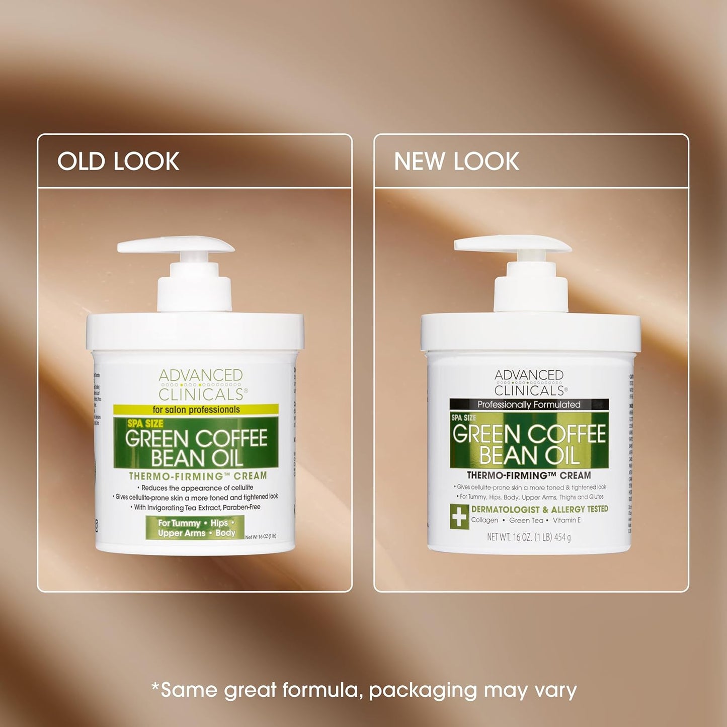 Advanced Clinicals Green Coffee Bean Oil Thermo - Firming Body Lotion | Caffeine Infused Collagen Cream Moisturizer & Body Cream For Women & To Improve Look Of Textured Crepey Skin, W/Travel Size