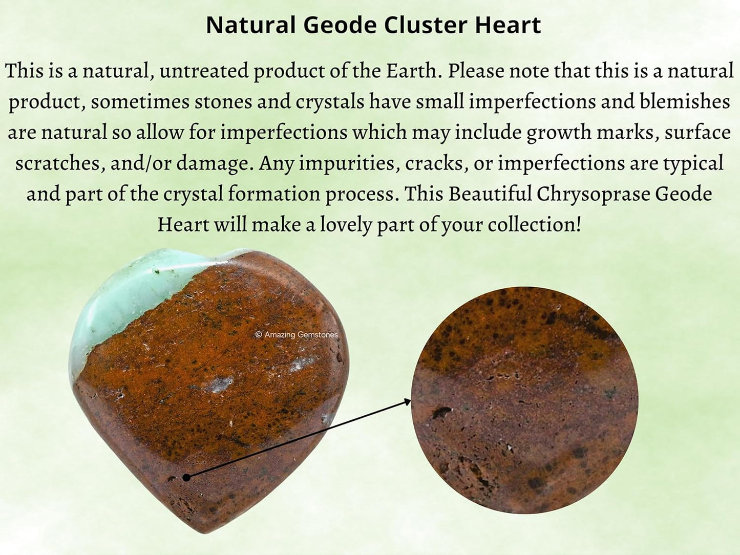 Amazing Gemstone Chrysoprase Crystal Heart Palm Stone - Pocket Massage Worry Stone for Natural Body Chakra Balancing, Reiki Healing and Crystal Grid