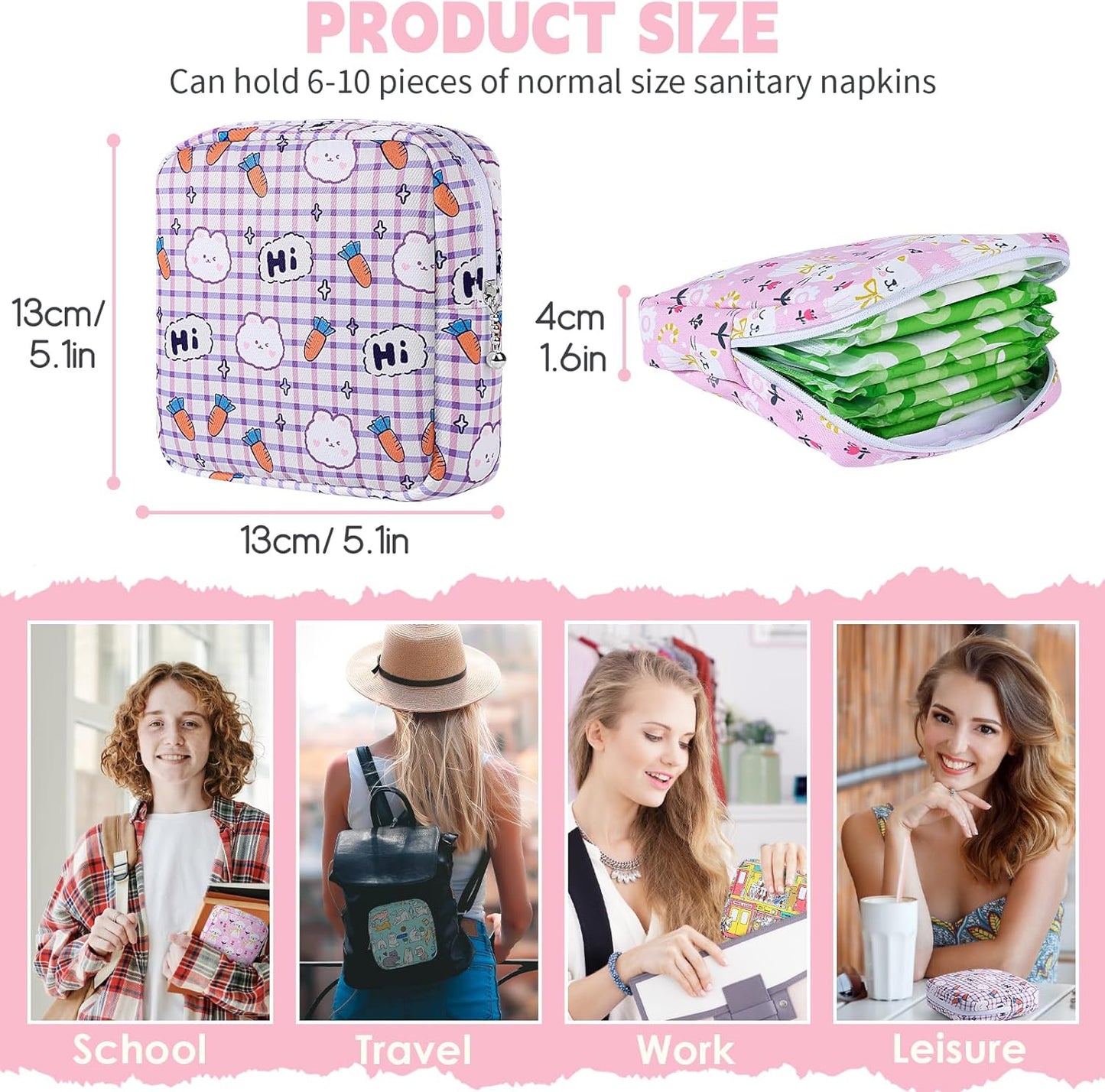 Desing Wish Period Bag Pouch Soft Cloth Sanitary Napkin Storage Bag Portable Menstrual Pad Pouches Tampon Holder for Purse First Period Kit for Girls 9-12 (Flowers)