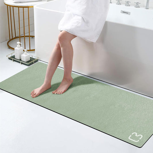 Sage Green Bath Mat 15.7"x47.2" Extra Long Bathroom Mat Large Fast Dry Super Absorbent Non-Slip Rubber Backed Shower Mat Bath Rugs Mats for Bathroom Floor, Tub, Shower, Sink