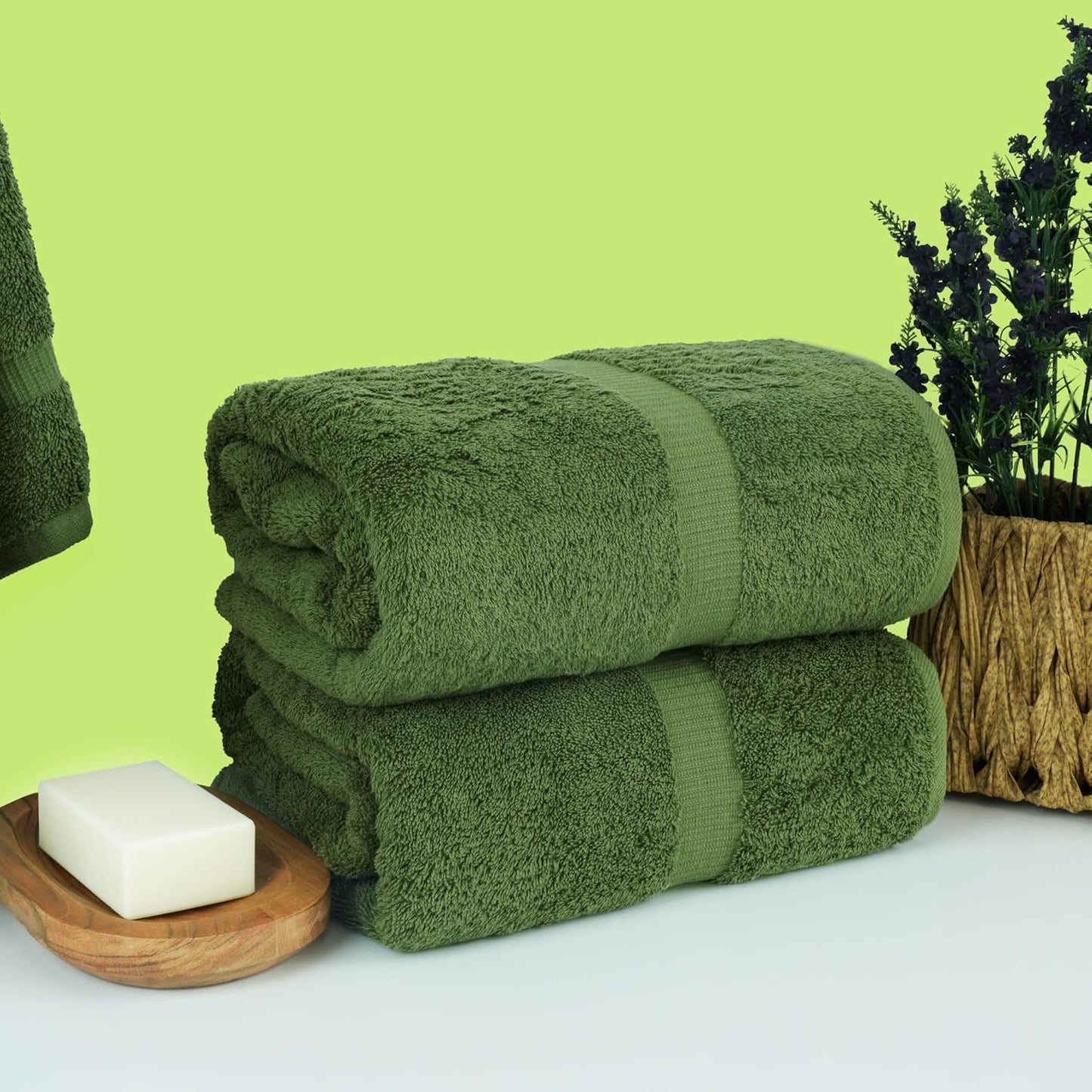 Chakir Turkish Linens, 100% Cotton Premium Quality Turkish Bath Sheets (35''x70'' Large Bath Sheet Towels - Moss)