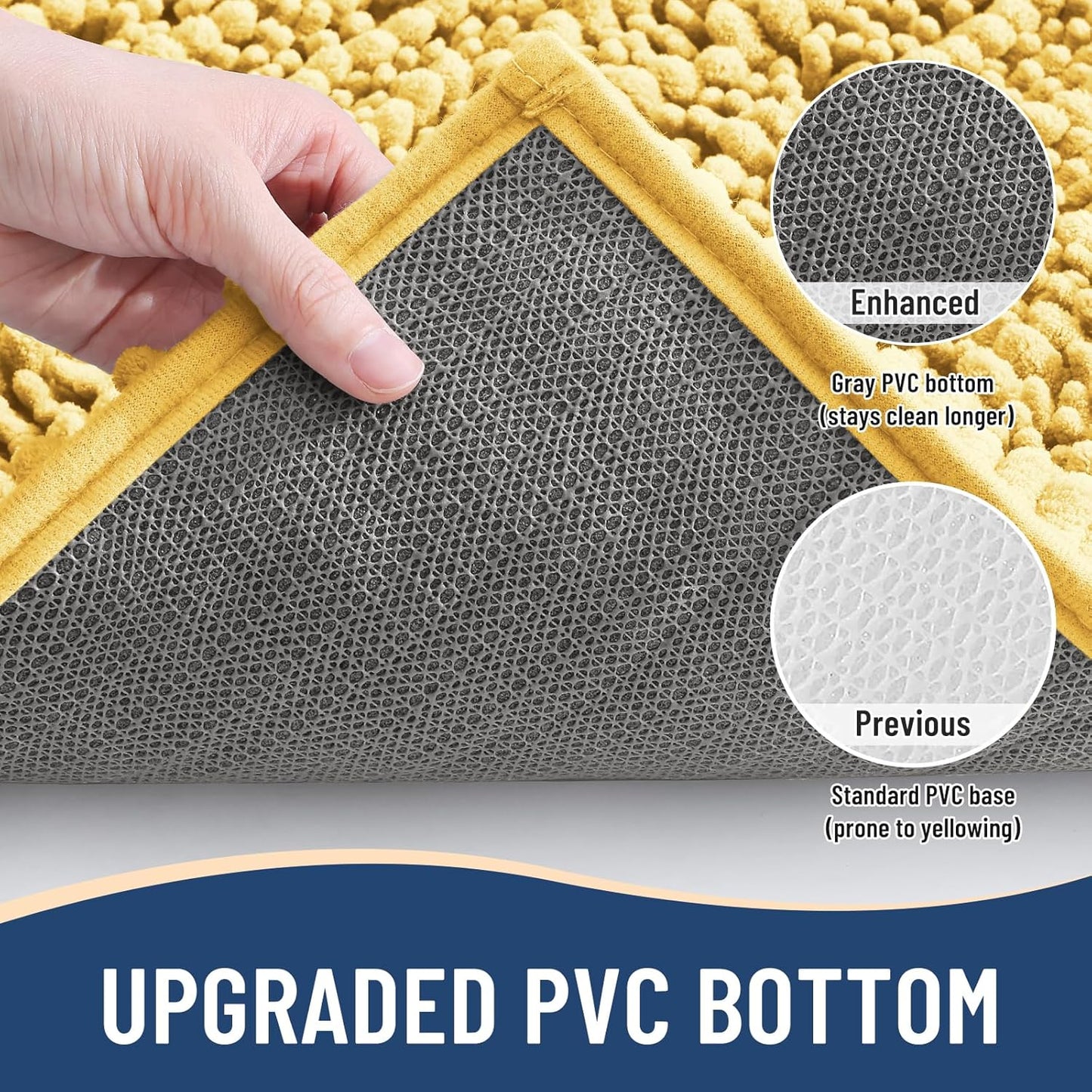 Arotive Luxury Chenille Bathroom Rug Mat, Extra Soft Thick Absorbent Shaggy Bath Rugs, Non-Slip Machine Wash Dry, Plush Bath Mats for Bathroom, Shower and Tub, 47x32, Yellow