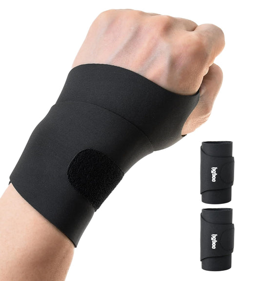 2 Pack Thin Compression Wrist Brace for Men & Women, Adjustable Elastic Wrist Support for Carpal Tunnel Arthritis Tendonitis Sports Pain Relief, Soft & Comfortable Day/Night Wrist Wraps (Black)