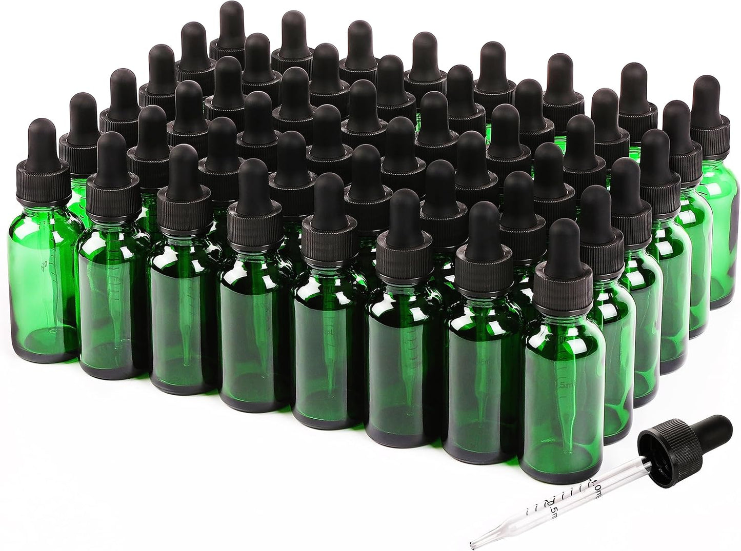 48 Pack,1oz Glass Dropper Bottle,Green Tincture Bottles with Dropper,Pretty Finish for All Kinds of Liquids,Oil Bottles for Hair- Stronger Suction ideal for Leakproof Travel