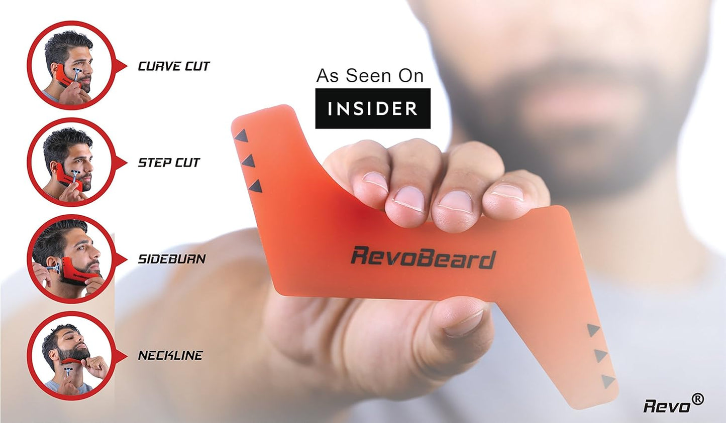 Revo Haircut Kit - Beard, Hair, Goatee, and Neckline Shaving Template Guide - Perfect Hairline Lineup and Beard Shaping Tool - Hair Cutting and Grooming Kit - Barber Supplies