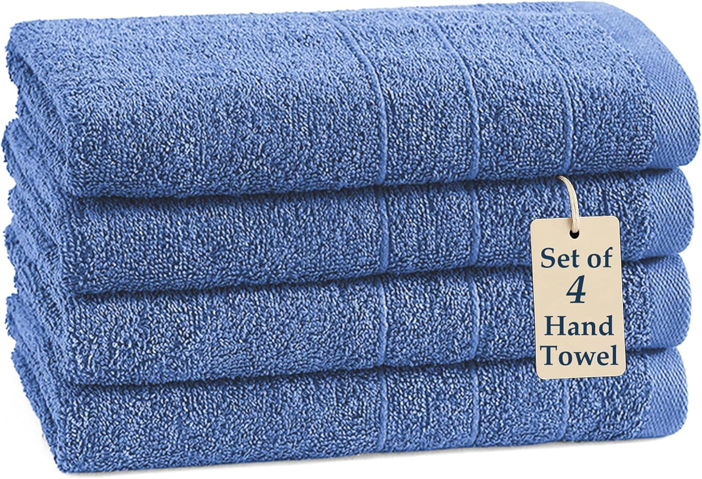 Casa Platino 100% Cotton Hand Towels for Bathroom Set of 4 (16"x28") - Spa & Hotel Quality - Ring Spun - Quick Dry, Soft & Absorbent Bath Hand Towel 4 Pack - Suitable for All Skin Type - Cerulean Blue