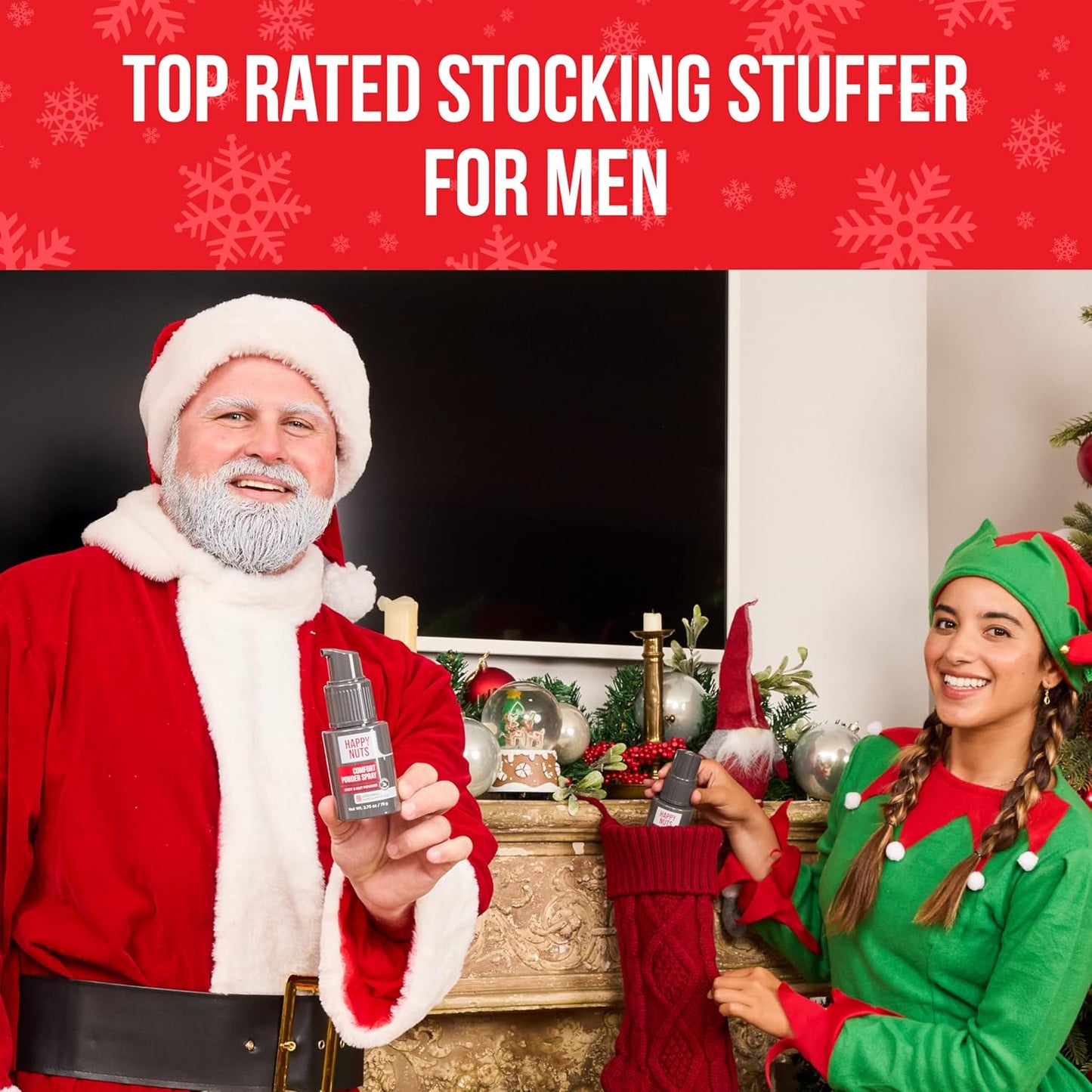 Happy Nuts Comfort Powder Spray: Anti-Chafing & Mens Deodorant, Aluminum-Free, Sweat and Odor Control for Jock Itch, Groin and Men's Private Parts (1 Pack, Fragrance-Free)