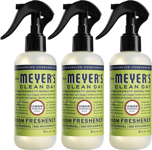 MRS. MEYER'S CLEAN DAY Room and Air Freshener Spray, Non-Aerosol Spray Bottle Infused with Essential Oils, Lemon Verbena, 8 fl. oz - Pack of 3