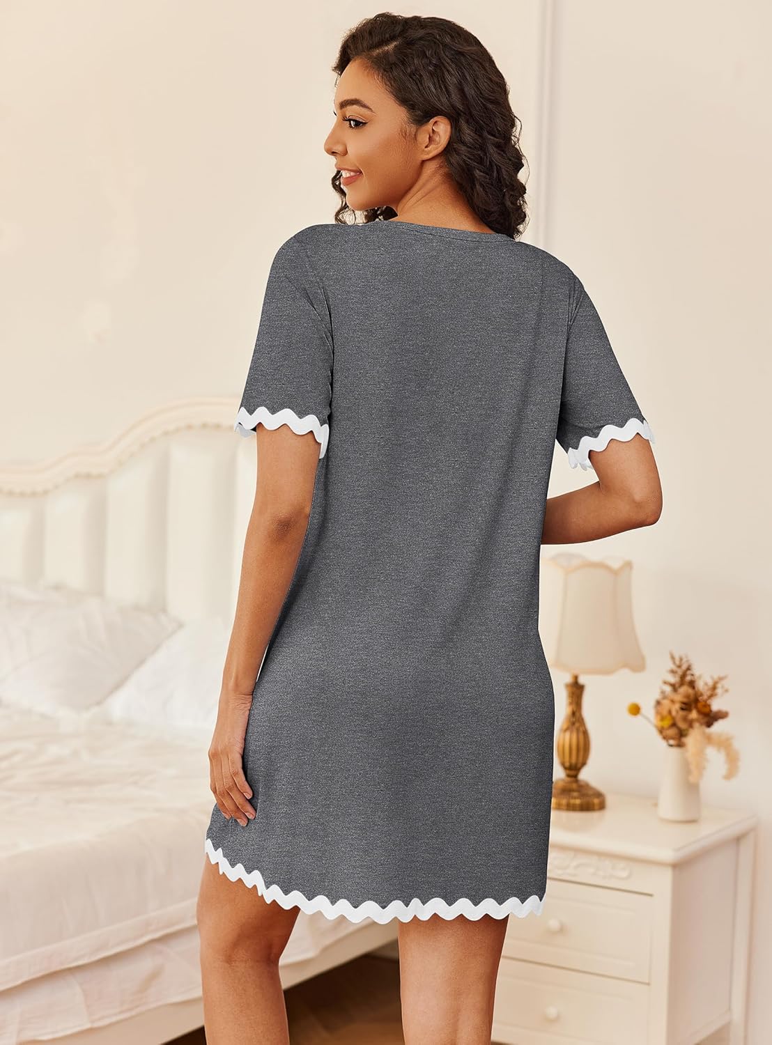 Ekouaer Women Zip Up Robe Lightweight Housecoats with Pockets Knee Length Short Bathrobes Soft Nightgown S-3XL