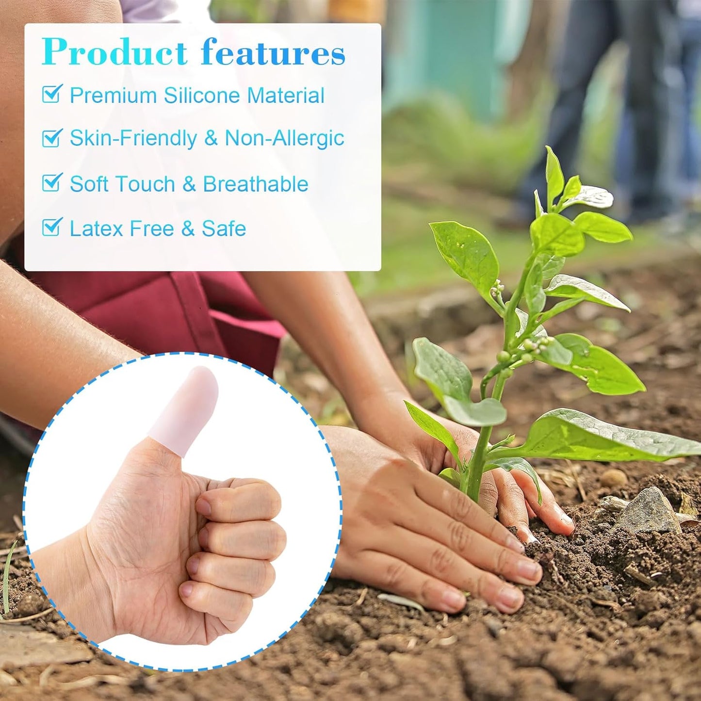 ANCIRS 10pcs Gel Finger Support Protector Caps Gloves, Gel Finger Cots/Covers, Silicone Fingertips for Hands Cracking, Eczema Skin, Trigger Finger Arthritis Pain Relief (Small, White)