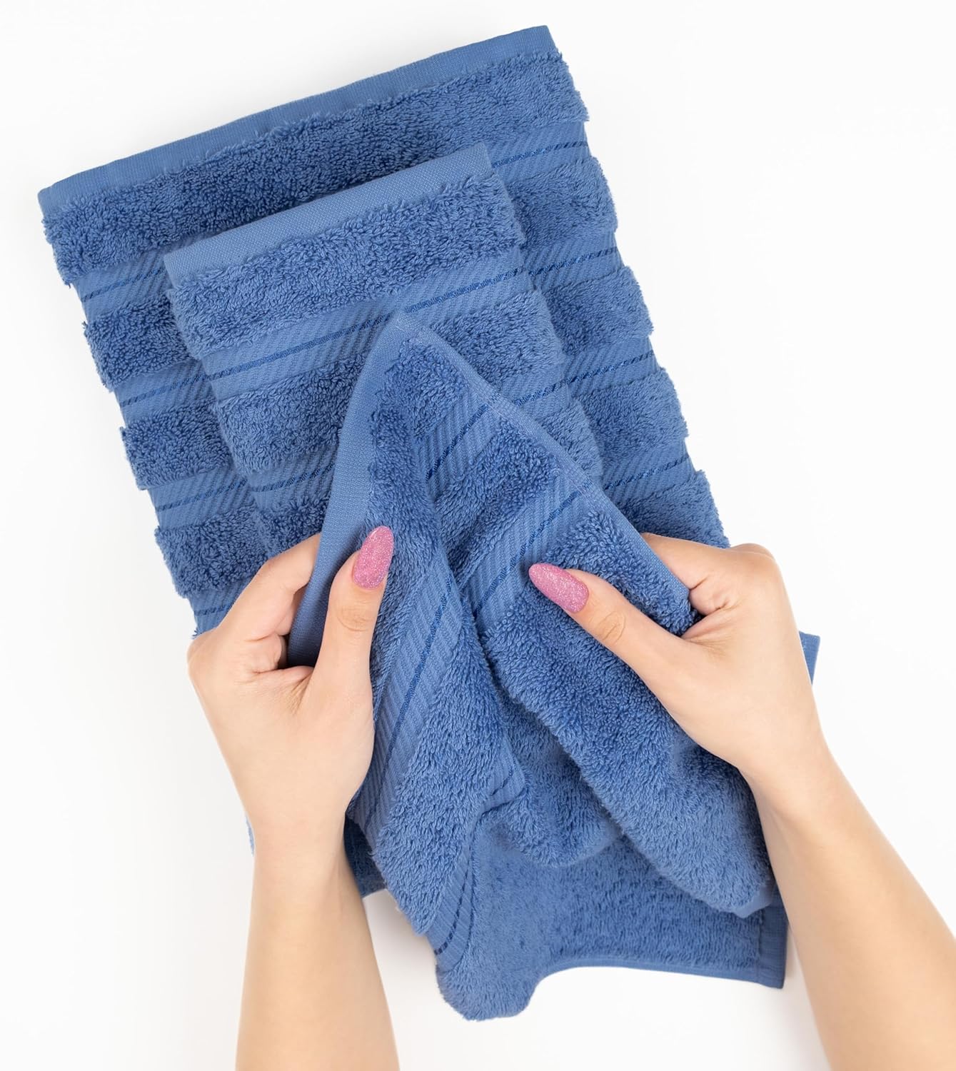 American Soft Linen Luxury Hand Towels for Bathroom, 600 GSM 100% Cotton Turkish 4 Piece Hand Towel Set, 600 GSM Hand Face Towels for Kitchen, Electric Blue Hand Towels