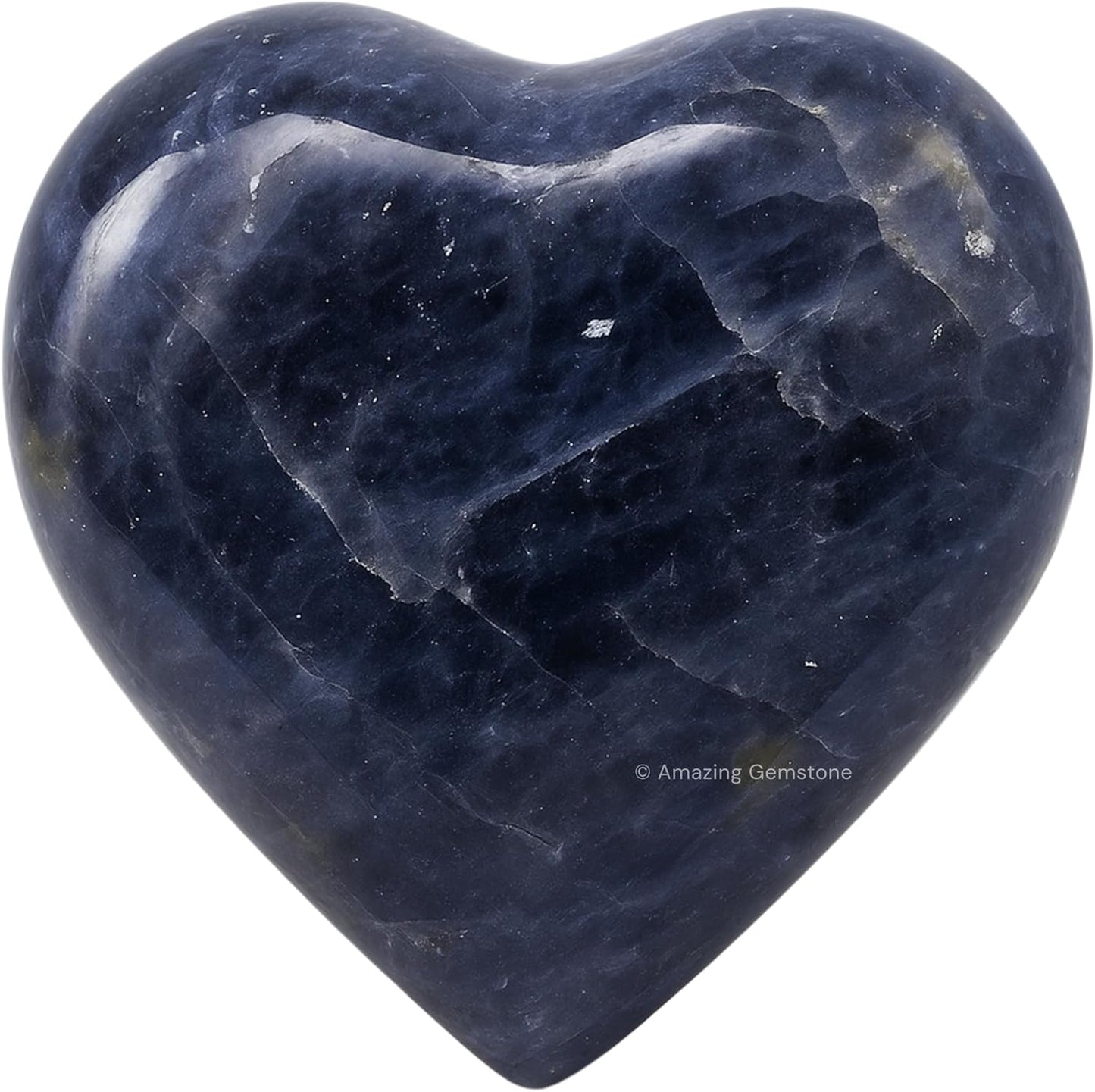 Amazing Gemstone Iolite Crystal Heart Palm Stone - Pocket Massage Worry Stone for Natural Body Chakra Balancing, Reiki Healing and Crystal Grid