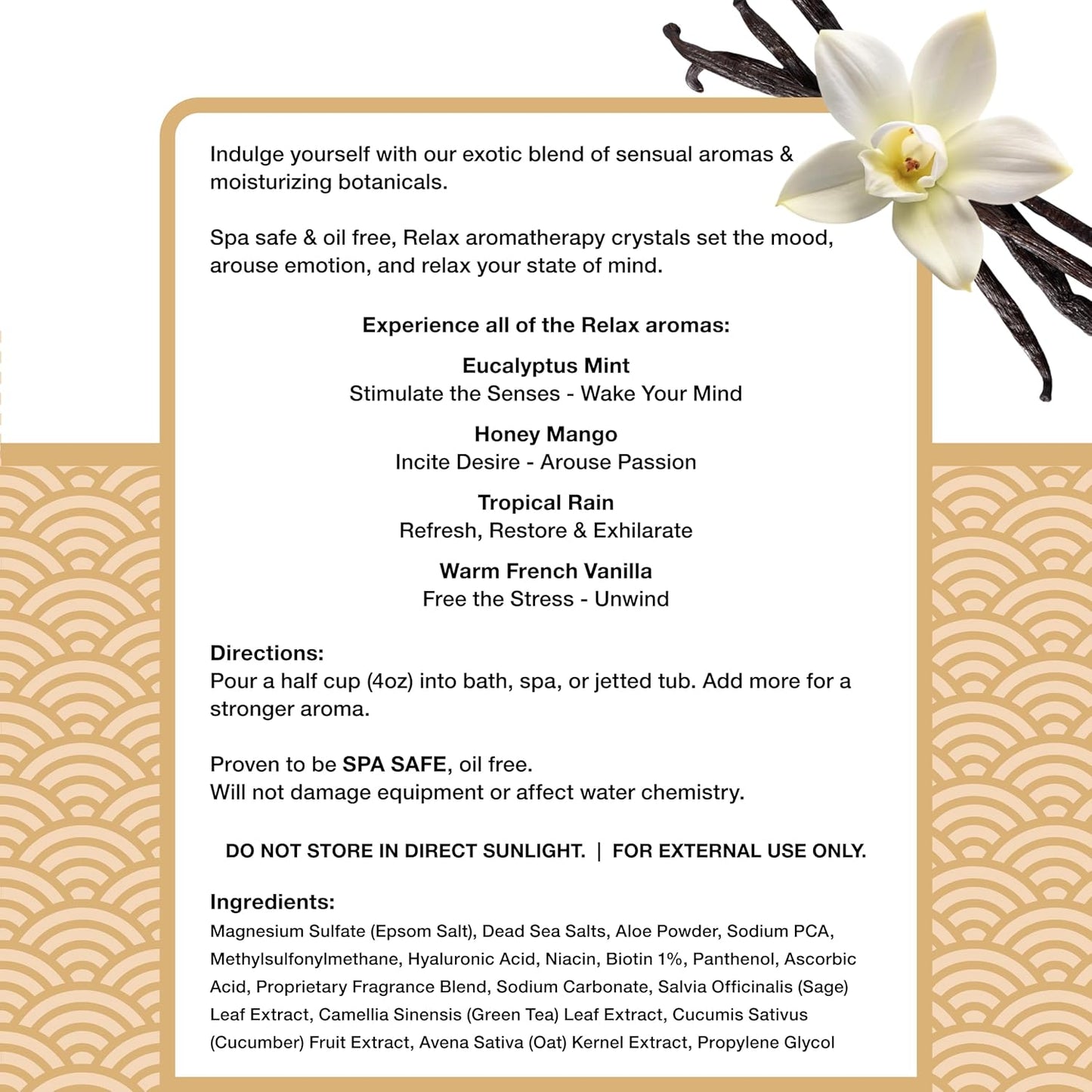 Relax Spa & Bath, Epsom & Dead Sea Salts, Aromatherapy Bath Salts for Hot Tub, Bath, or Spa, Infused with Magnesium, Warm French Vanilla Scent