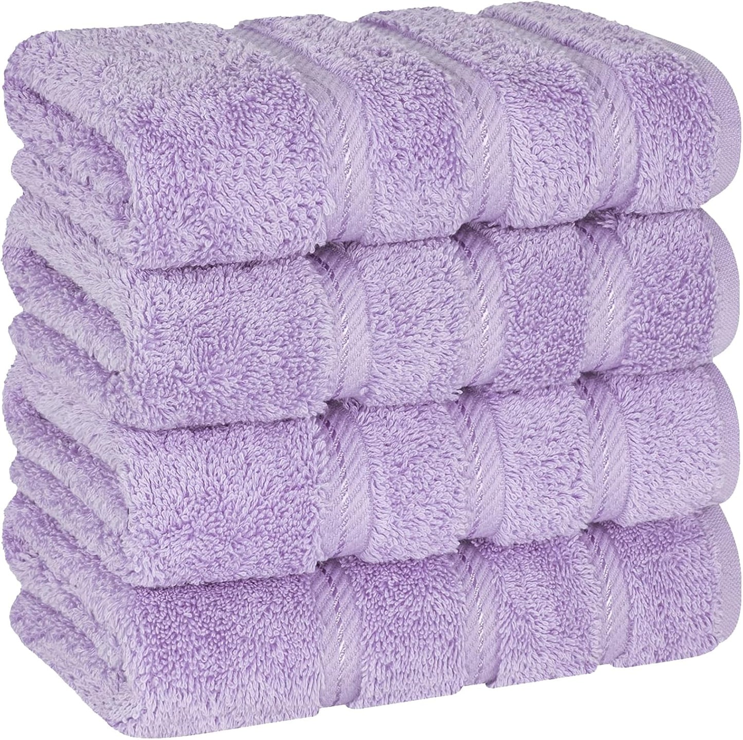 American Soft Linen Luxury Hand Towels for Bathroom, 600 GSM 100% Cotton Turkish 4 Piece Hand Towel Set, 600 GSM Hand Face Towels for Kitchen, Lilac Hand Towels