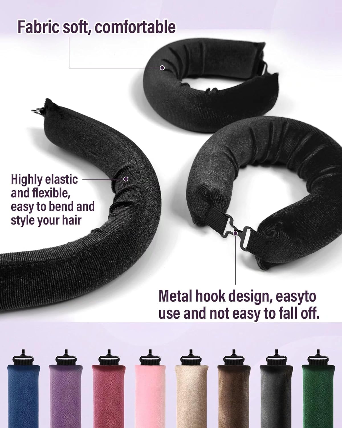 Heatless Hair Curler Overnight Curls-3 Pcs No Heat Curling Blowout Rod to Sleep In,Hair Rollers with Satin Scarf