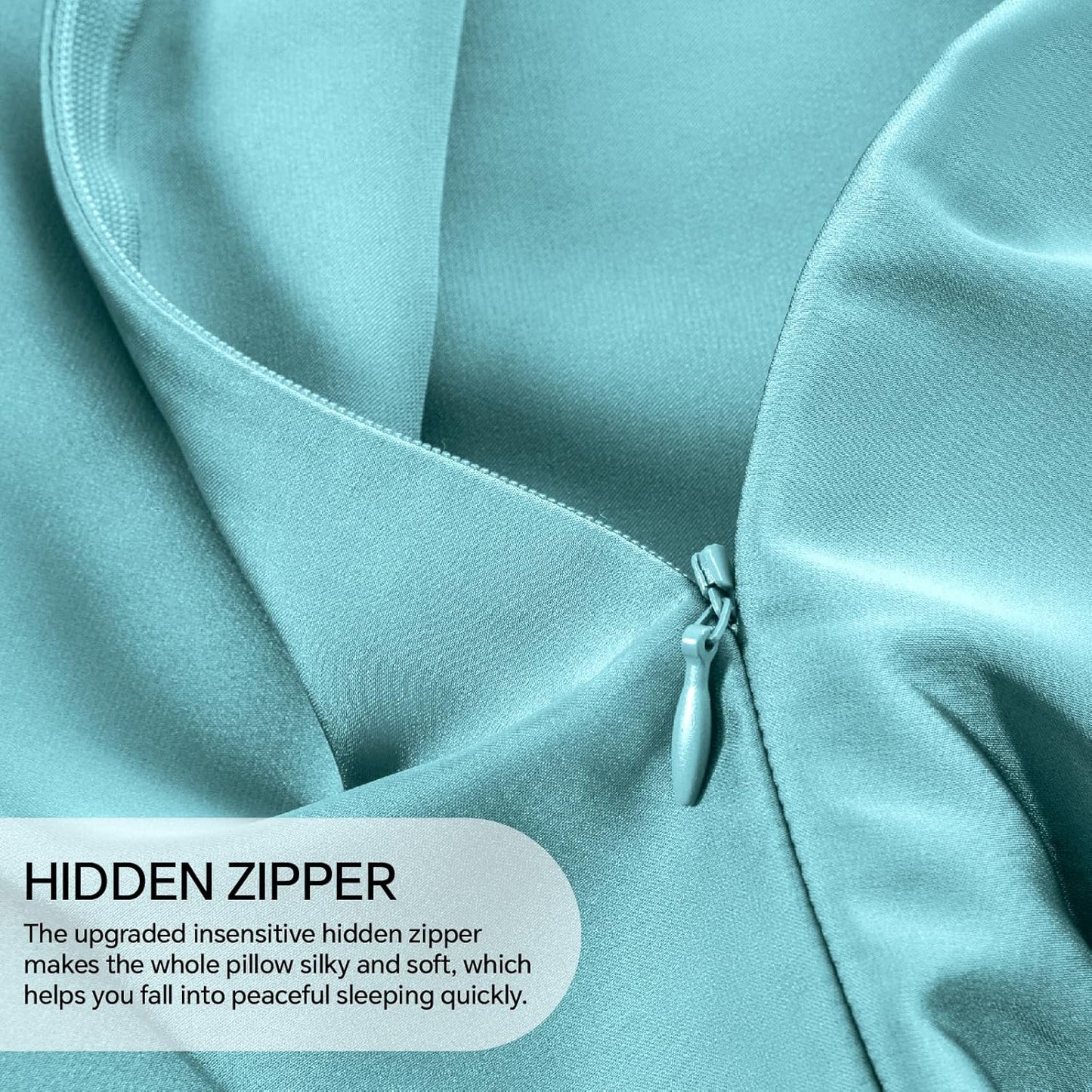 INFIIXSO Mulberry Silk Pillow Case King Size, Silk Pillowcase with Hidden Zipper 20"x36", Extraordinary Smooth and Soft Pillow Cases for Hair and Skin(Ocean Mist, 1 Pack)