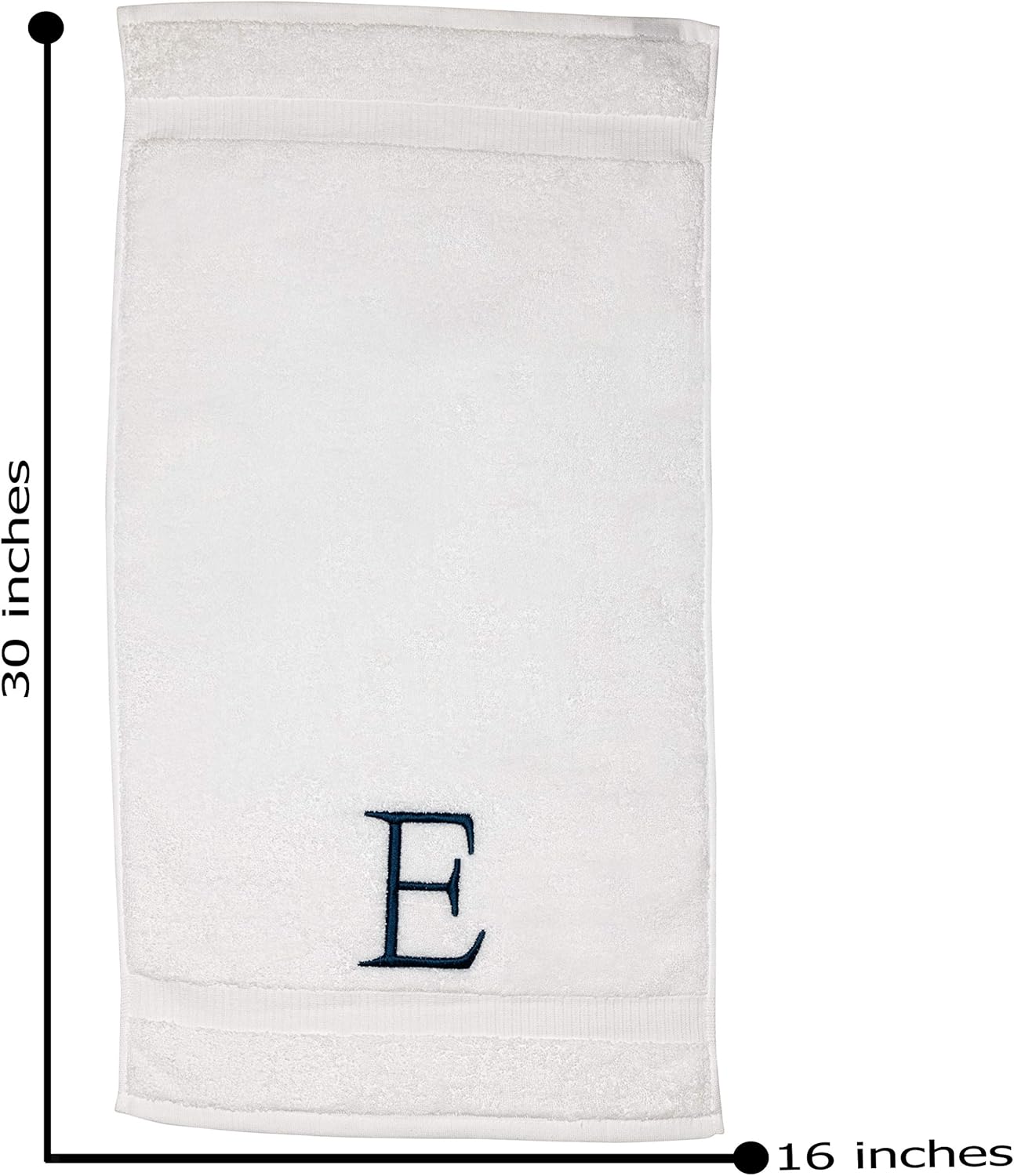 Monogrammed Hand Towels for Bathroom - Luxury Hotel Quality Personalized Initial Decorative Embroidered Bath Towel for Powder Room, Spa - GOTS Organic Certified - Set of 2 Navy Letter E