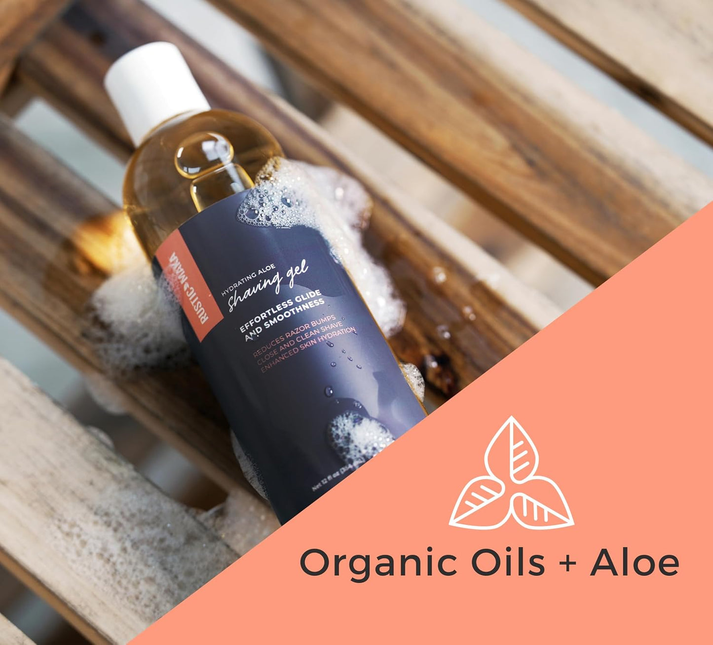 Rustic MAKA Shaving Gel for Women, Organic Aloe & Oils, Extra Sensitive Formula, Smooth Skin, Gel-to-Lather, Paraben-Free, Close and Clean Shave, Effortless Glide