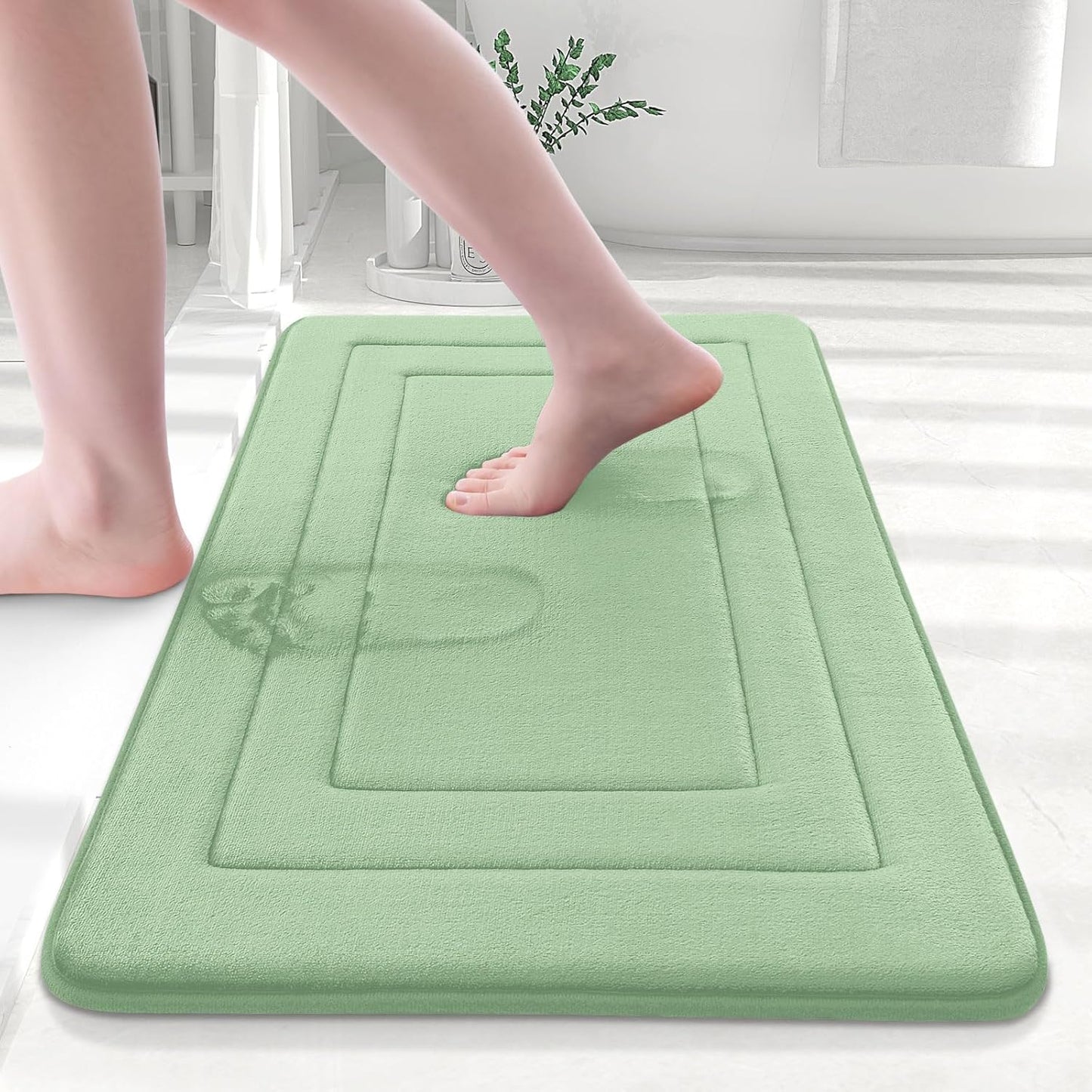 Arotive Memory Foam Bathroom Rug Mat 30x20, Ultra Soft and Absorbent Bath Mat, Machine Wash Dry, Comfortable Bath Rug Carpet for Bathroom Floor, Tub and Shower, Sage Green