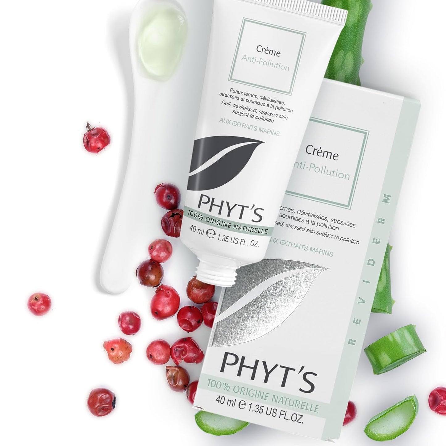 Phyts Anti-Pollution Cream - Face Moisturizer with Hazelnut Oil and Aloe Vera - Face Cream for Oily, Normal to Combination Skin - 1.35 oz