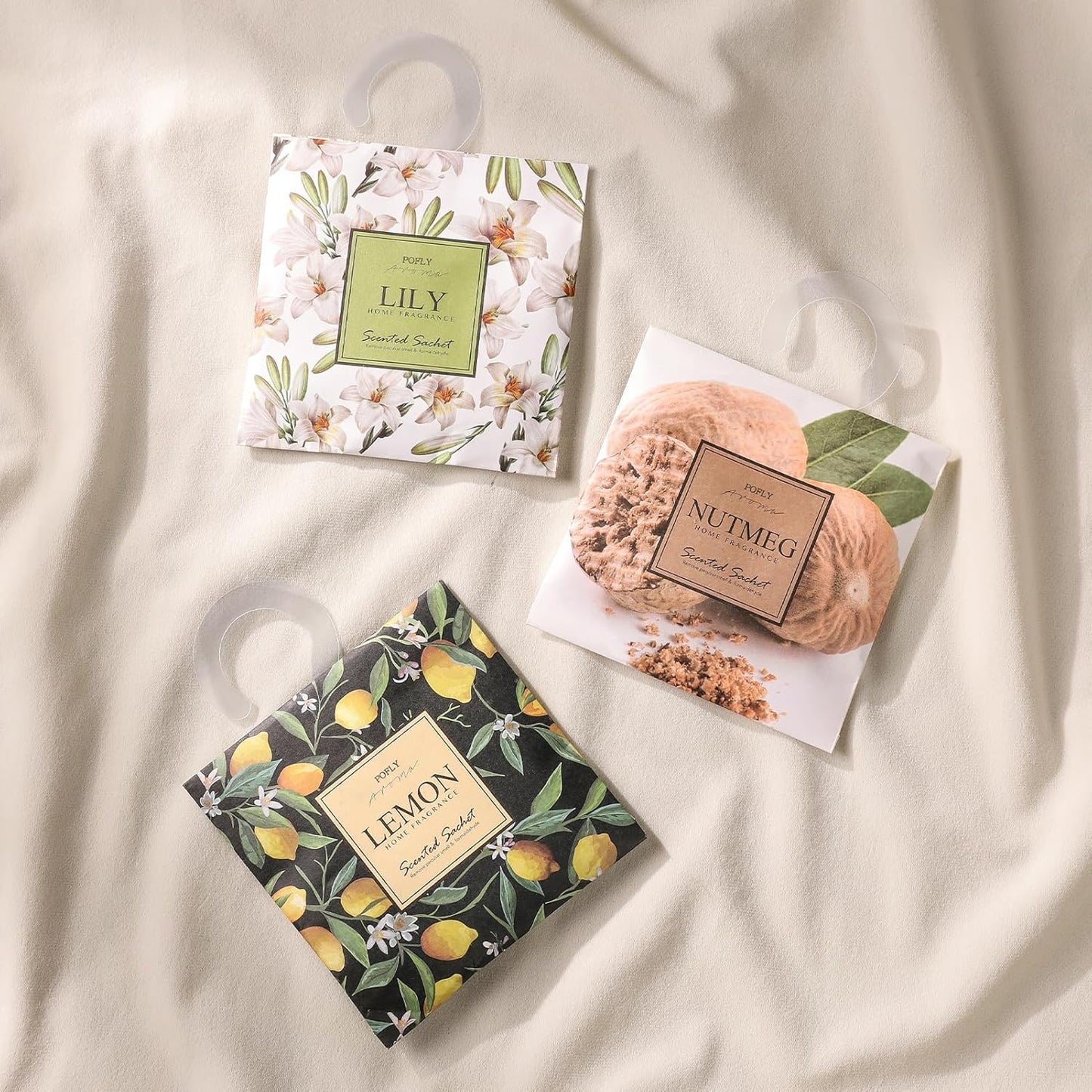 12 Packs Nutmeg Scented Sachets – Long-Lasting Air Freshener & Closet Deodorizer for Drawers, Closets, Cars & Wardrobes