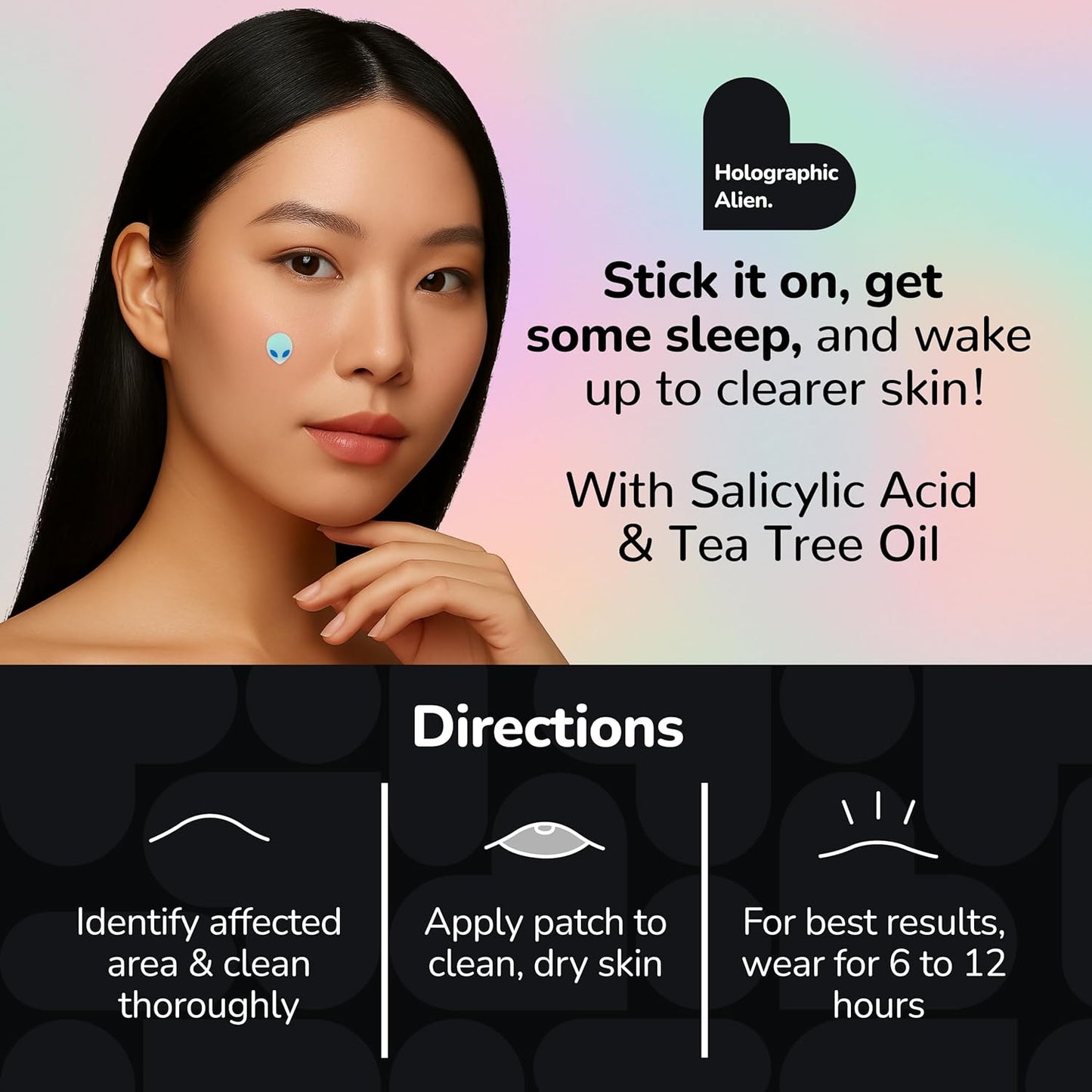 BioSwiss Pimple Patches, Holographic Alien Patch for Zits and Blemishes, Hydrocolloid Spot Stickers for Face and Skin, 100 Count