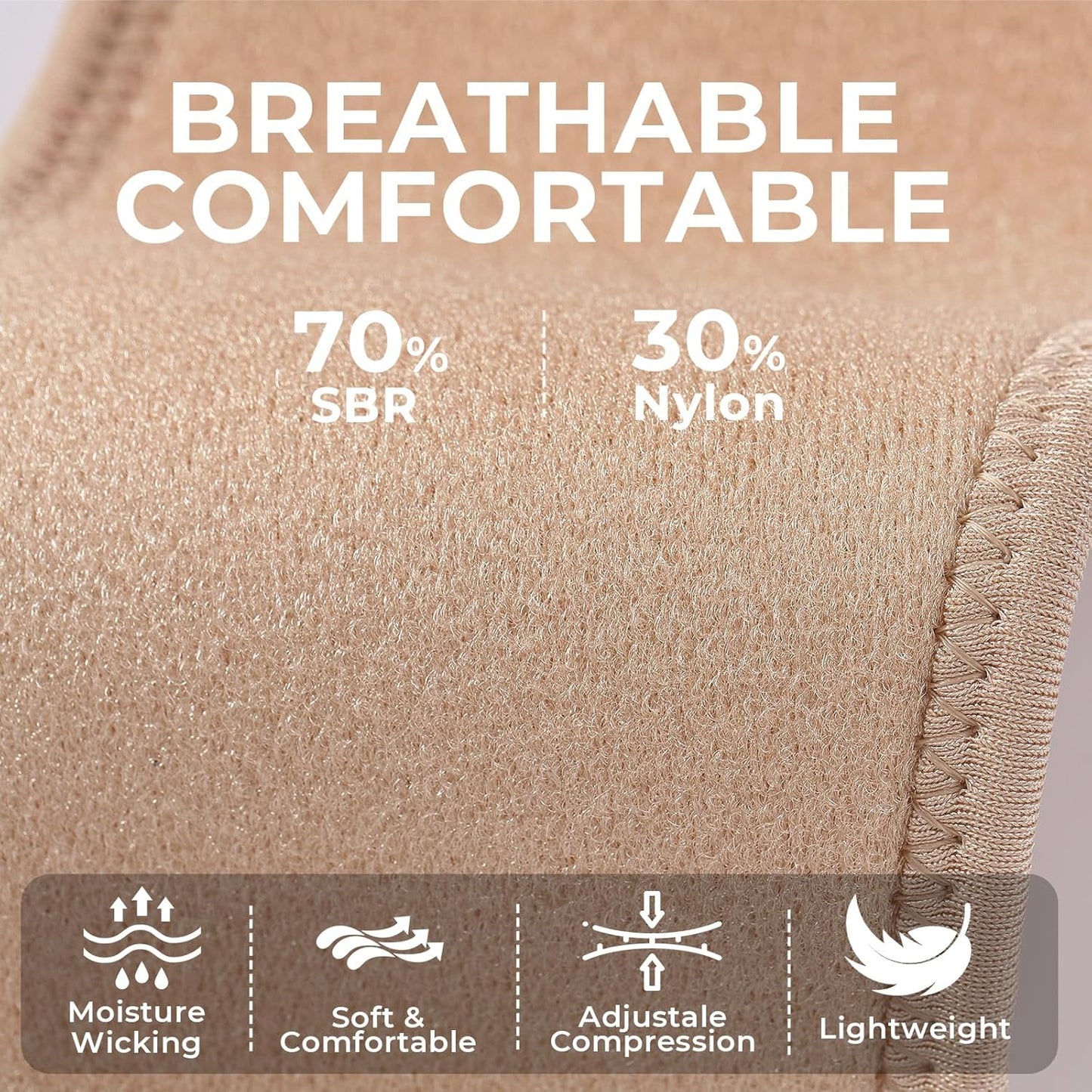 NeoTech Care Wrist Band - Elastic & Breathable Fabric - Adjustable Compression Strap - Men, Women, Right or Left - Support Wrap for Protection or Sports (Beige Color, Size S, 1 Unit)