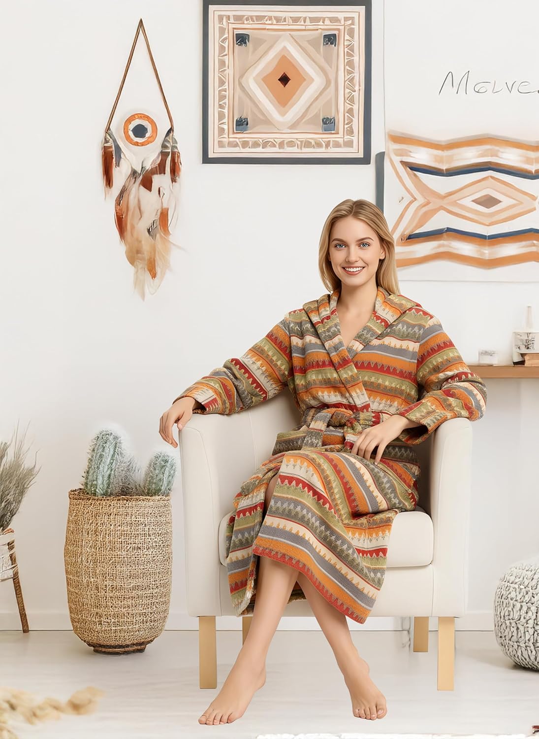 Alexander Del Rossa Womens Robe, Long Plush Bathrobe with Hood, Hooded Robes for Women Plus Size Bath Robe