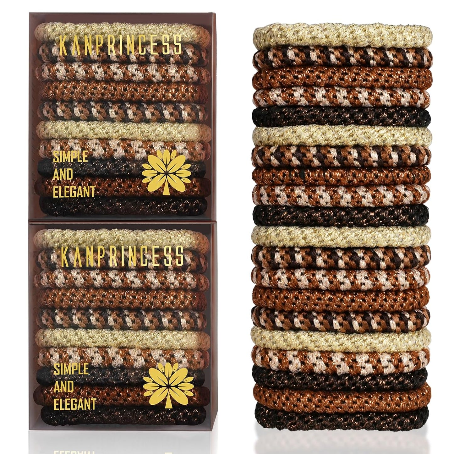 20Pcs Hair Ties For Thick Hair, Strong Stretchy Hair Bands For Women Girls, No Slip Braided Hair Ties No Damage, Ponytail Holders-Exceptionally Secure with Gentle Hold (Set 2)