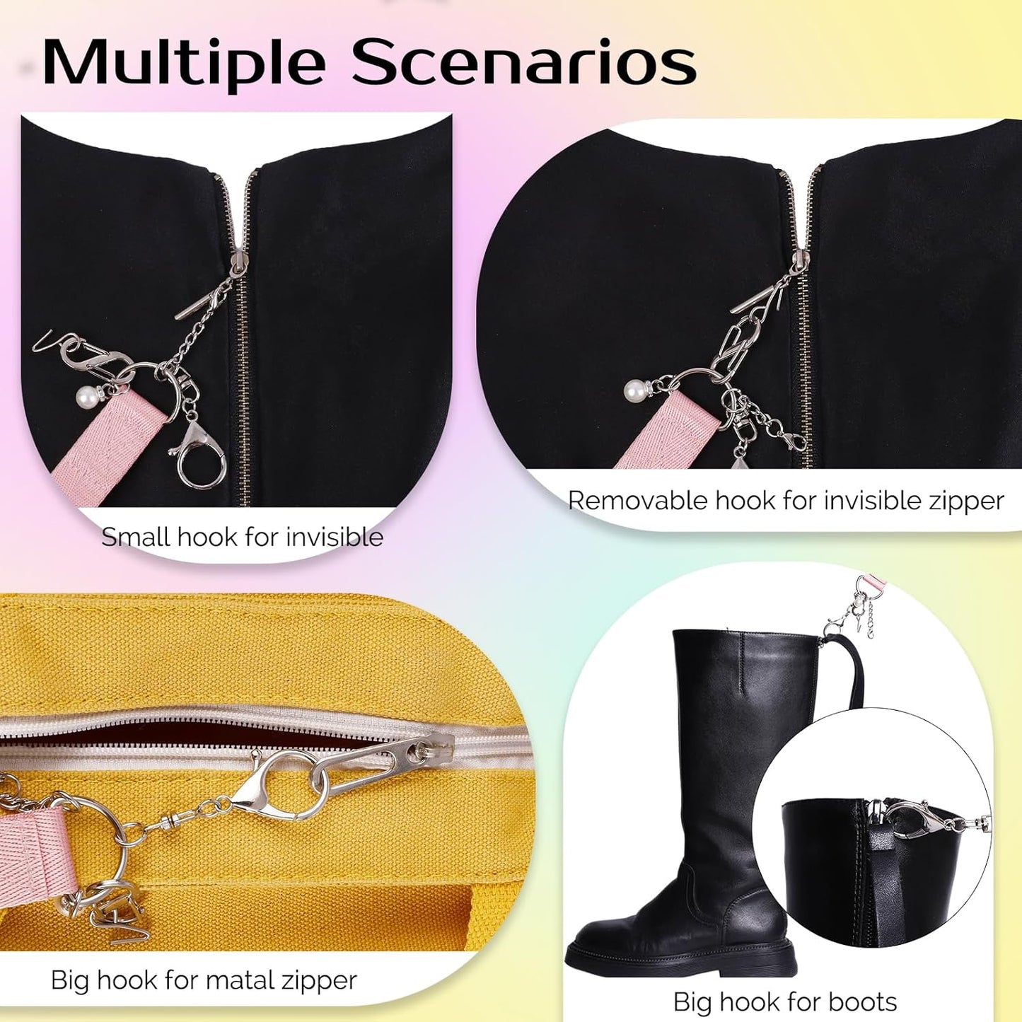 Zipper Helper Bracelet Helper Tool Set, Zipper Puller Helper Dresses Zipper Pull Helper Back Zipper Puller for Overweight, Elderly, Disabled, Individuals or Travel, Easy to Use