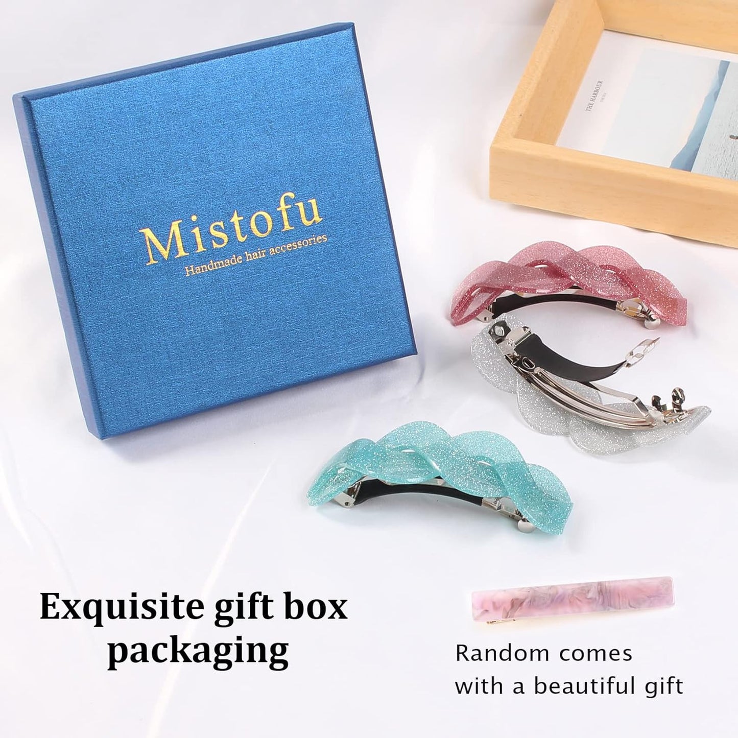 3 Pcs Large Retro Women's Hair Barrettes, French Hair Pins, Thick Hair Clasps and Accessories (fine powder1)